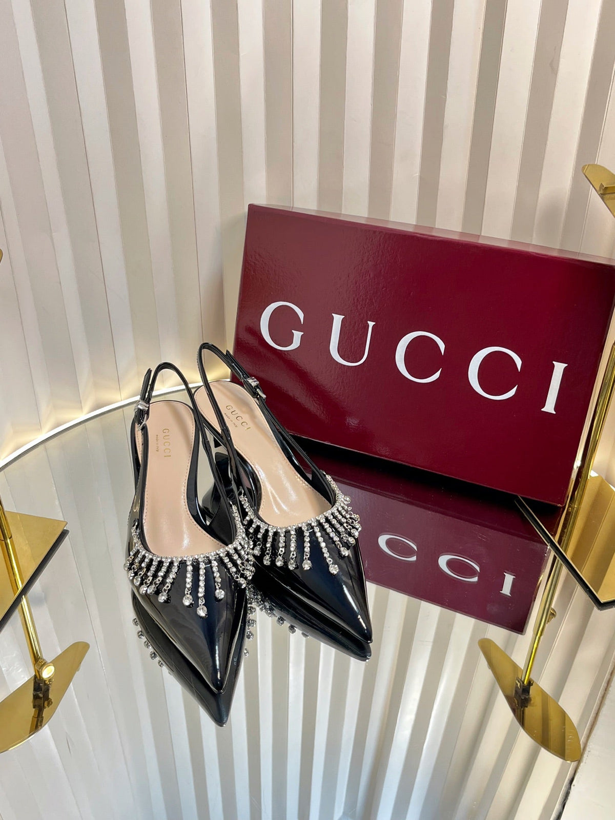 GC 25 Embellished Slingback Black Patent Leather 294628