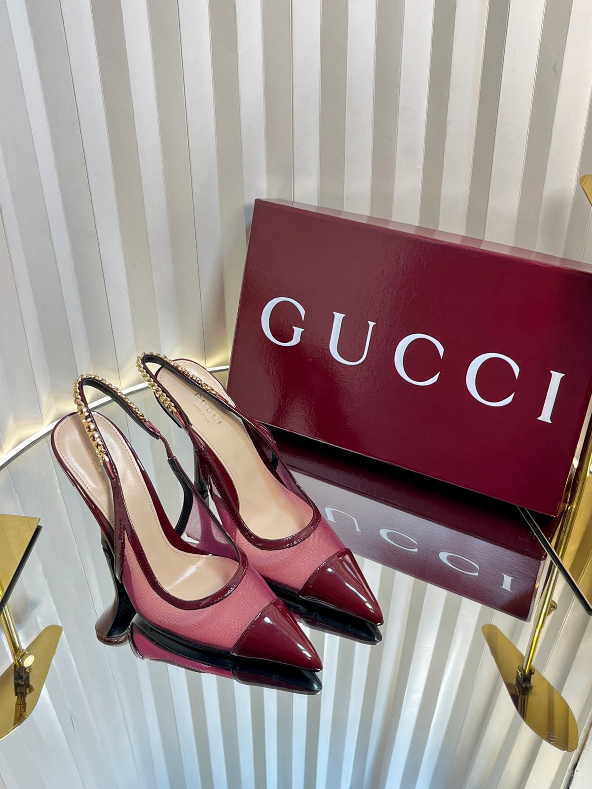 GC Signoria Slingback Pump Rosso Ancora Mesh Sheepskin 294520
