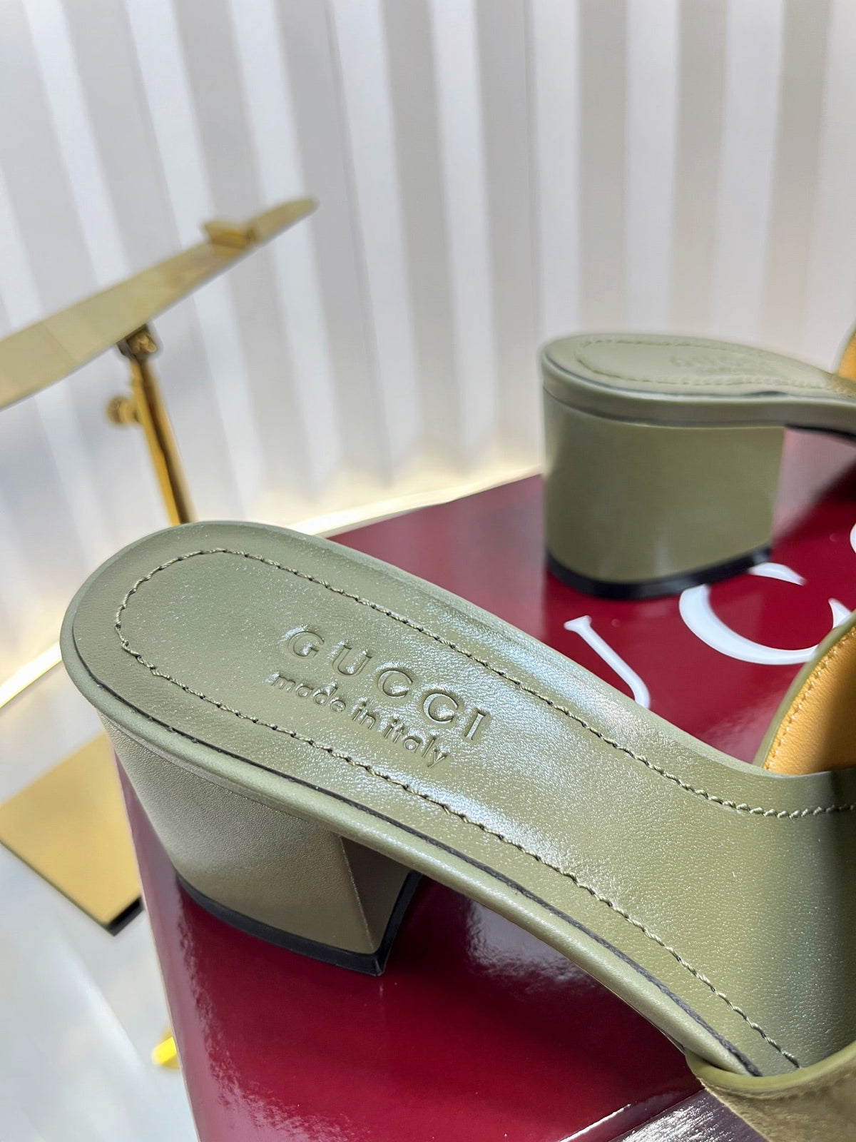 GC 25 Horsebit Sandals 50mm Dark Green Suede Sheepskin 294655