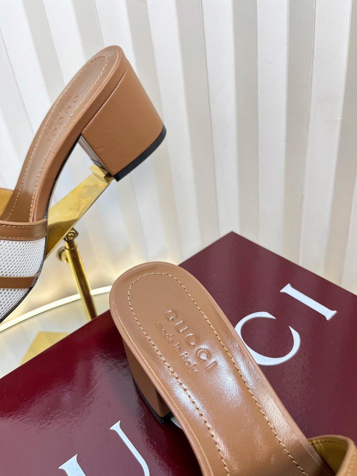 GC 25 Horsebit GG 50mm Sandals Brown Canvas Sheepskin 294666
