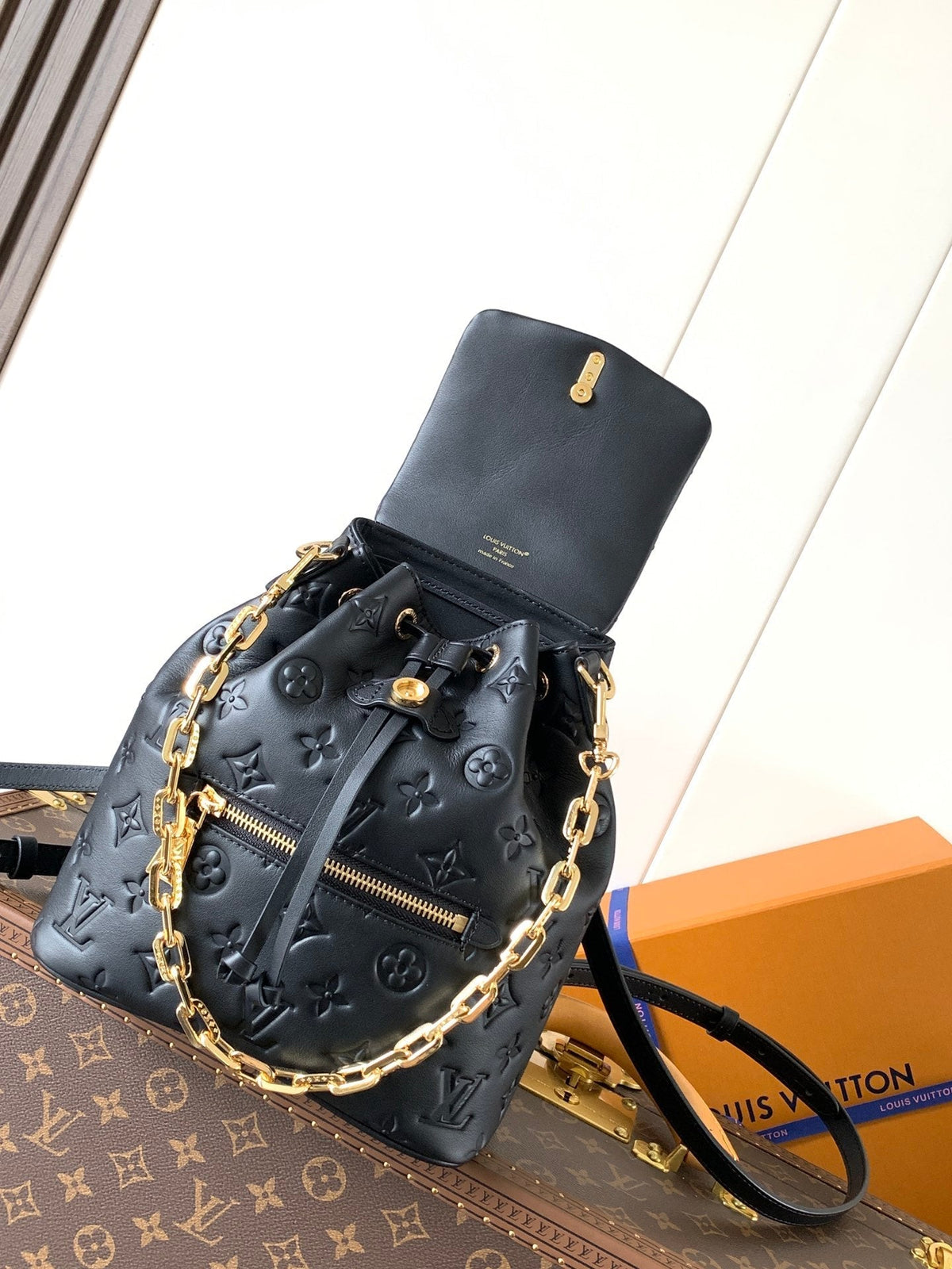 LV Coussin 26cm Backpack Black Gold Leather 252649