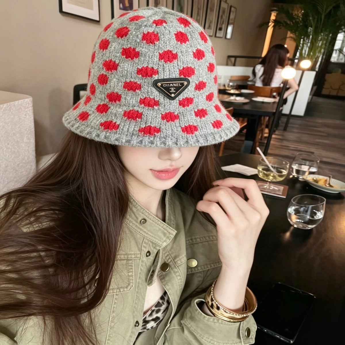 Prada 2026 Polka Dot Knitted Hat 565531