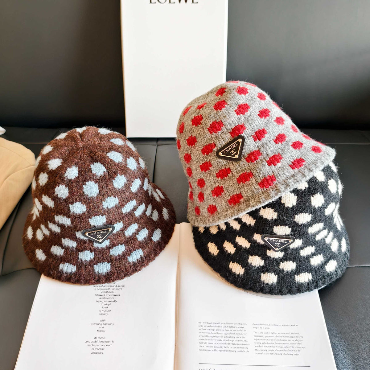 Prada 2026 Polka Dot Knitted Hat 565531