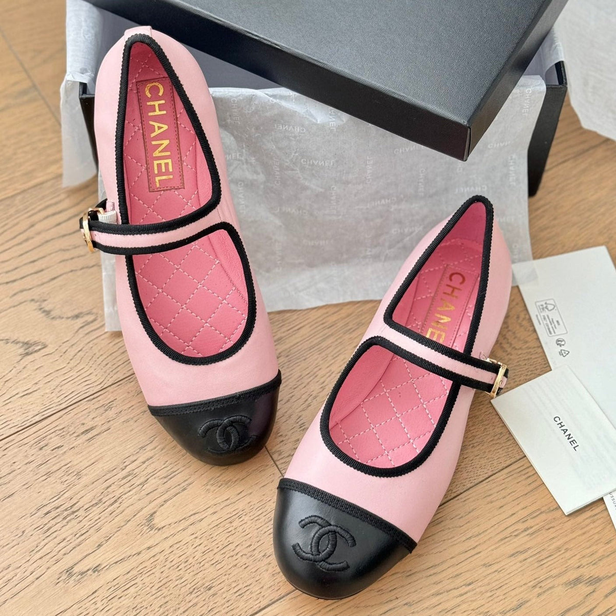cc mary jane pink black quilted calfskin
