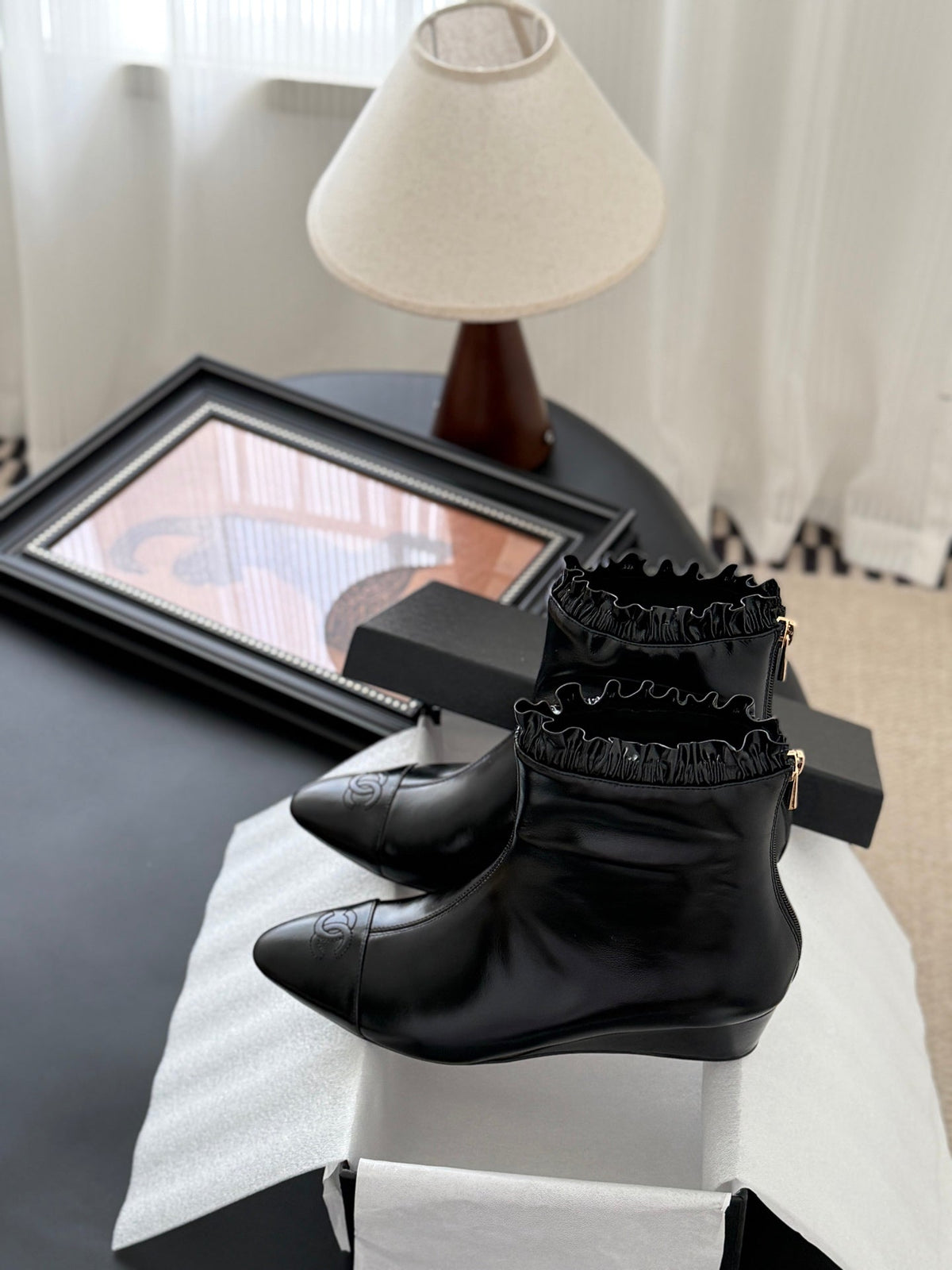 CC 25 Mary Jane boots black patent sheepskin 458772