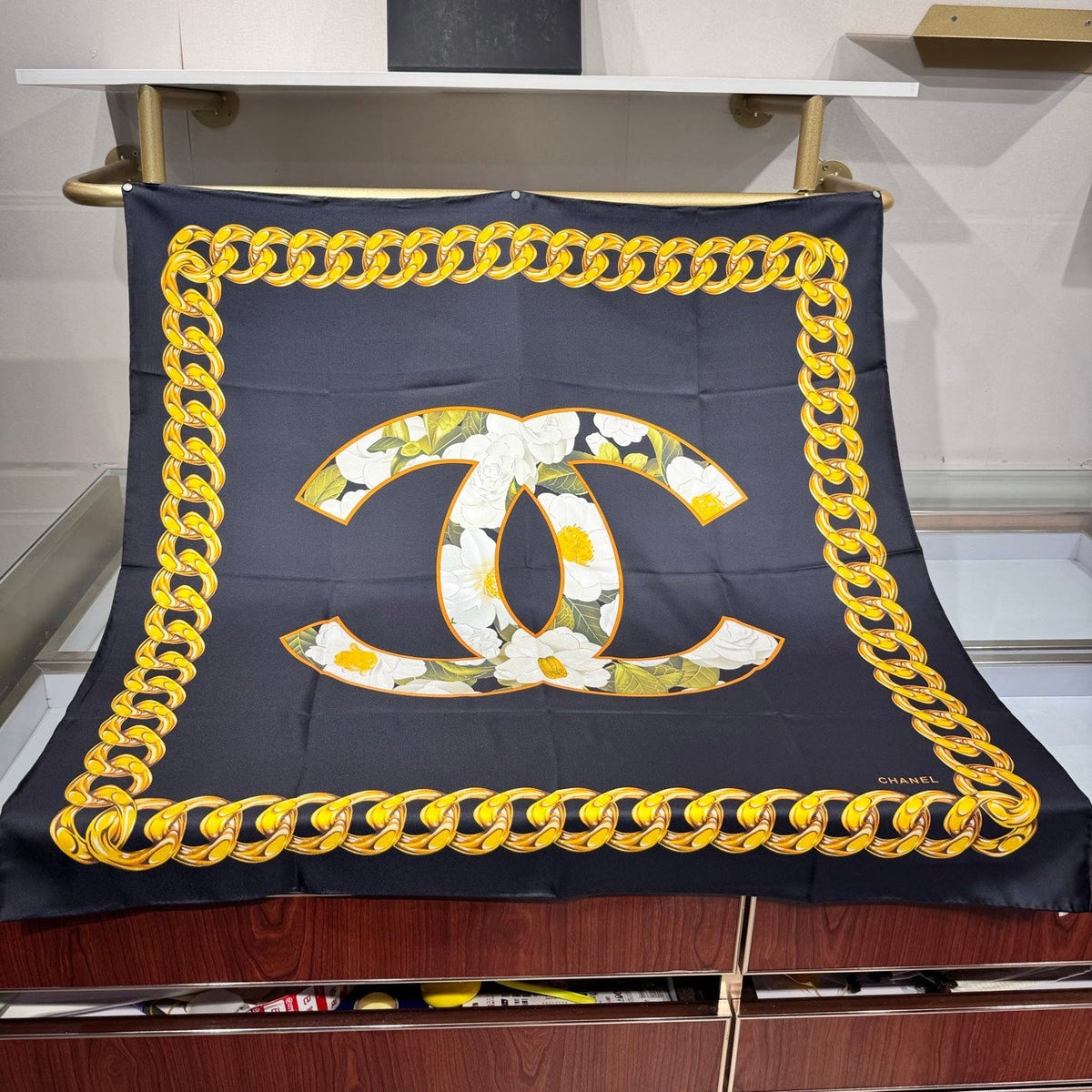 Chanel 2026 CC Logo Square Scarf 90cm Silk 203791