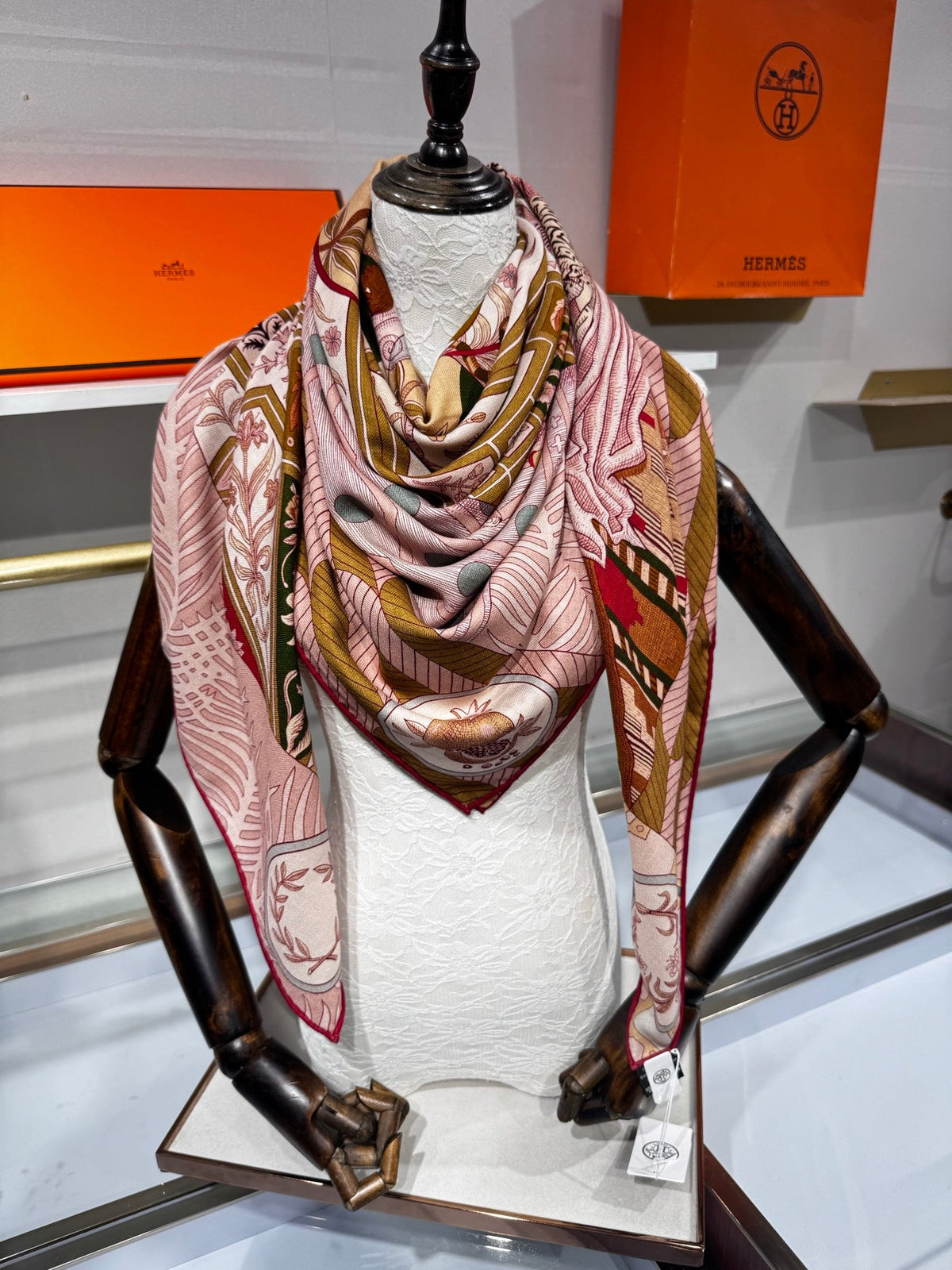 Hermes 2026 La Danse des Amazones Scarf 140cm Pink Cashmere Silk 218831
