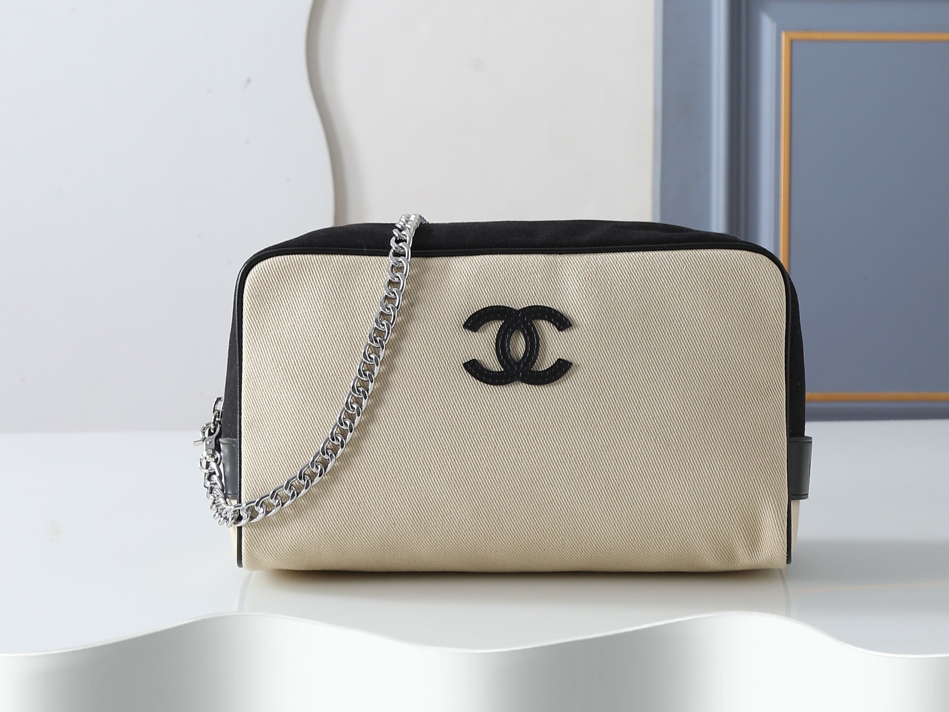 Chanel 2026 Large Zippered Pouch 29cm Canvas Leather