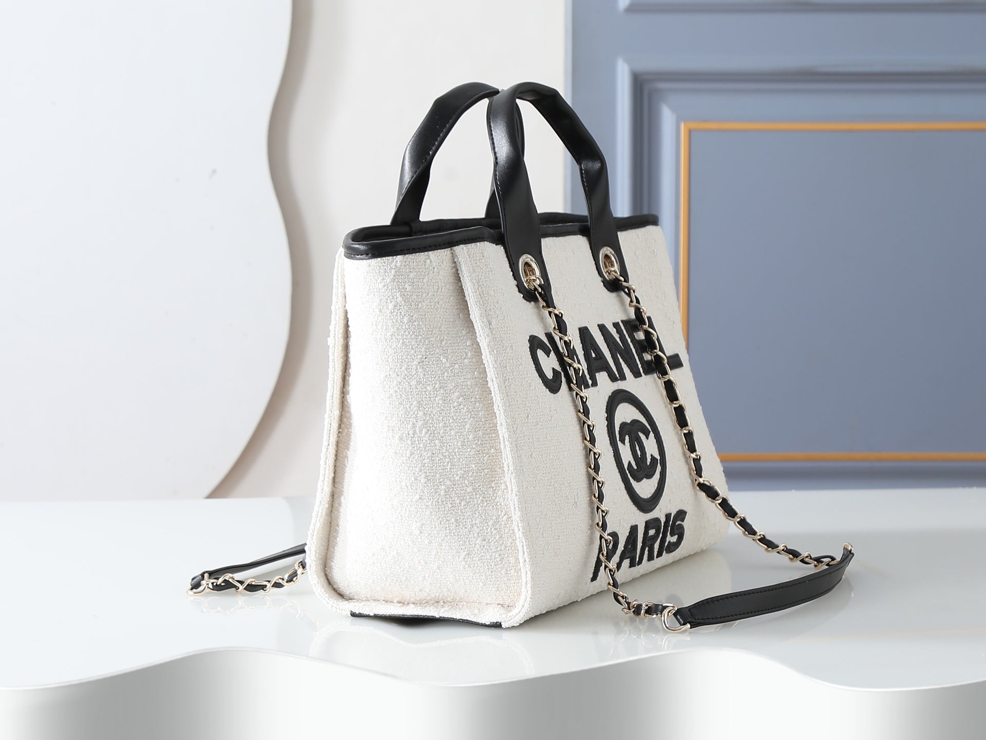 Chanel 2026 Large Deauville Shopping Tote 39cm Canvas Leather
