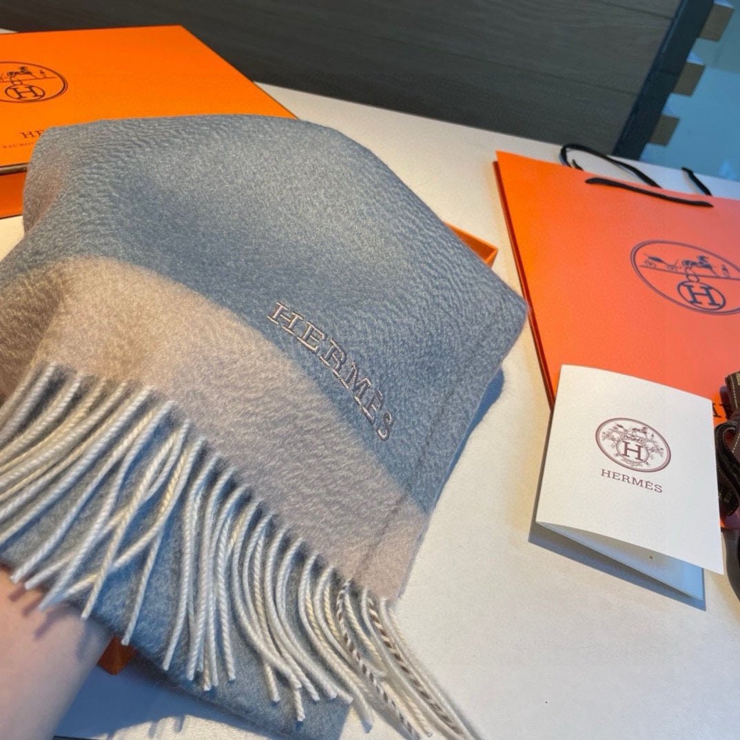 Scarf 180 CM In Grey Blue Mix Beige Cashmere  398204