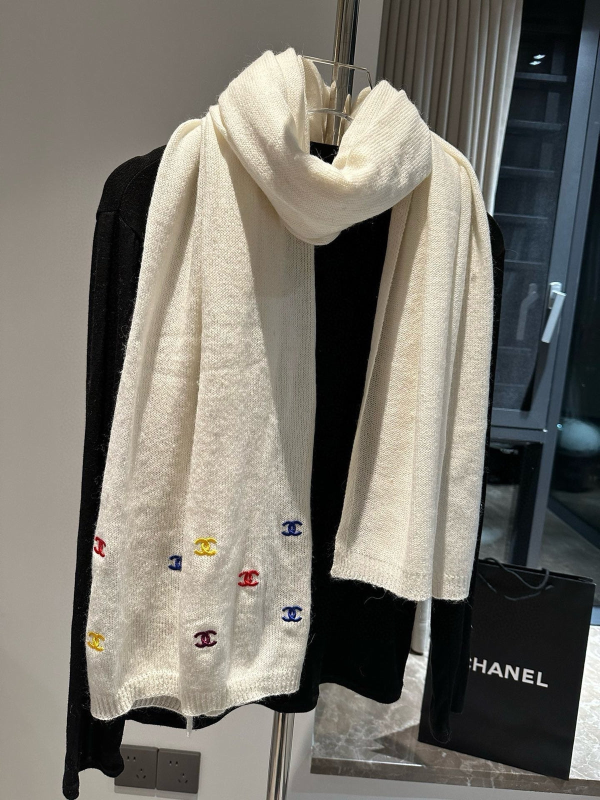 CC Scarf 195 CM In White Colorful Cashmere 418286