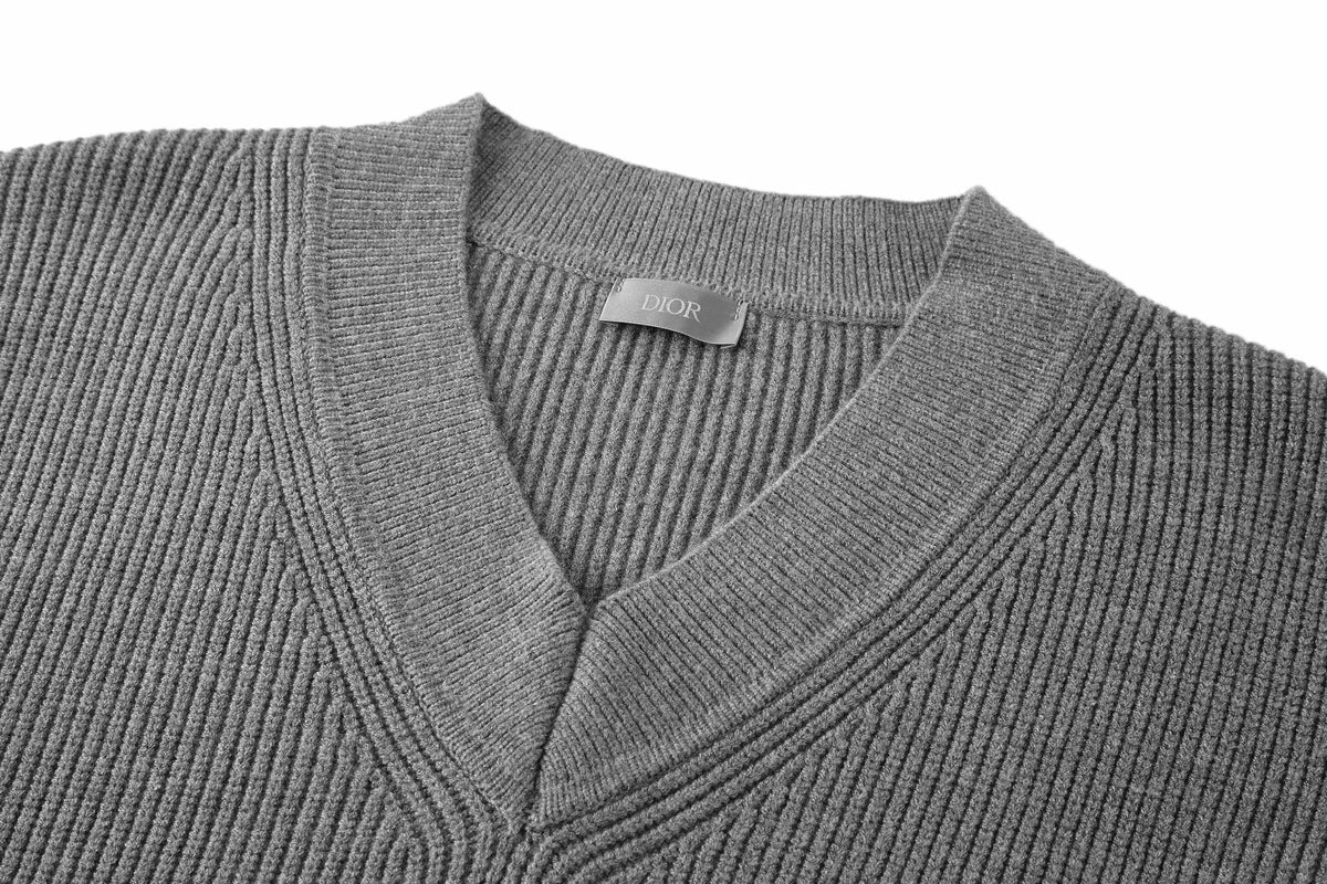 CD  V-neck Sweater Grey Polyamide Wool