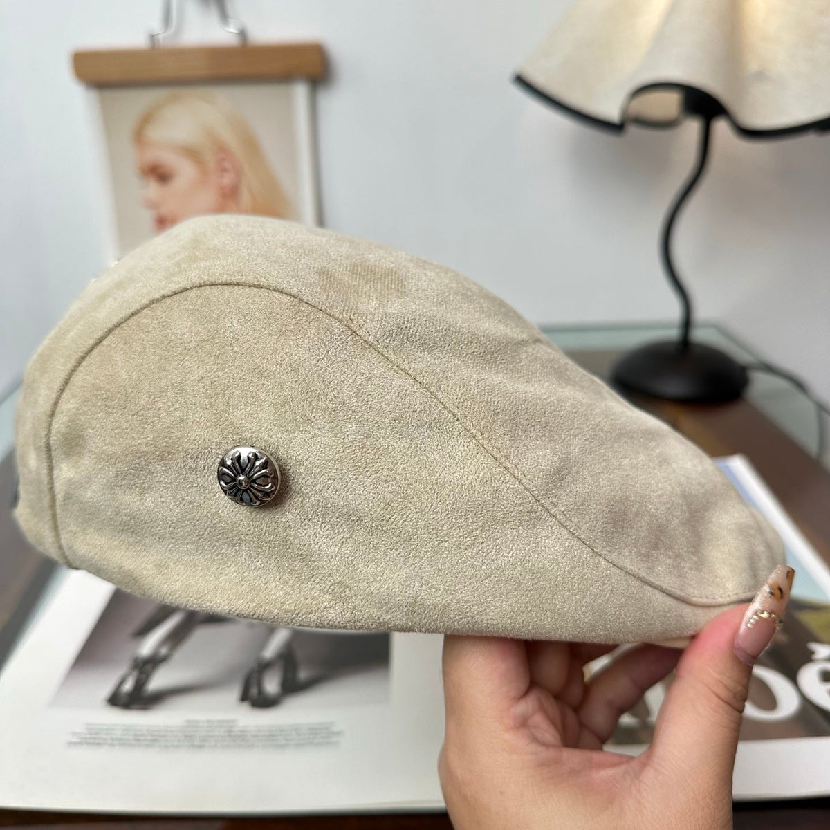 Chrome Hearts Suede Newsboy Hat 514962
