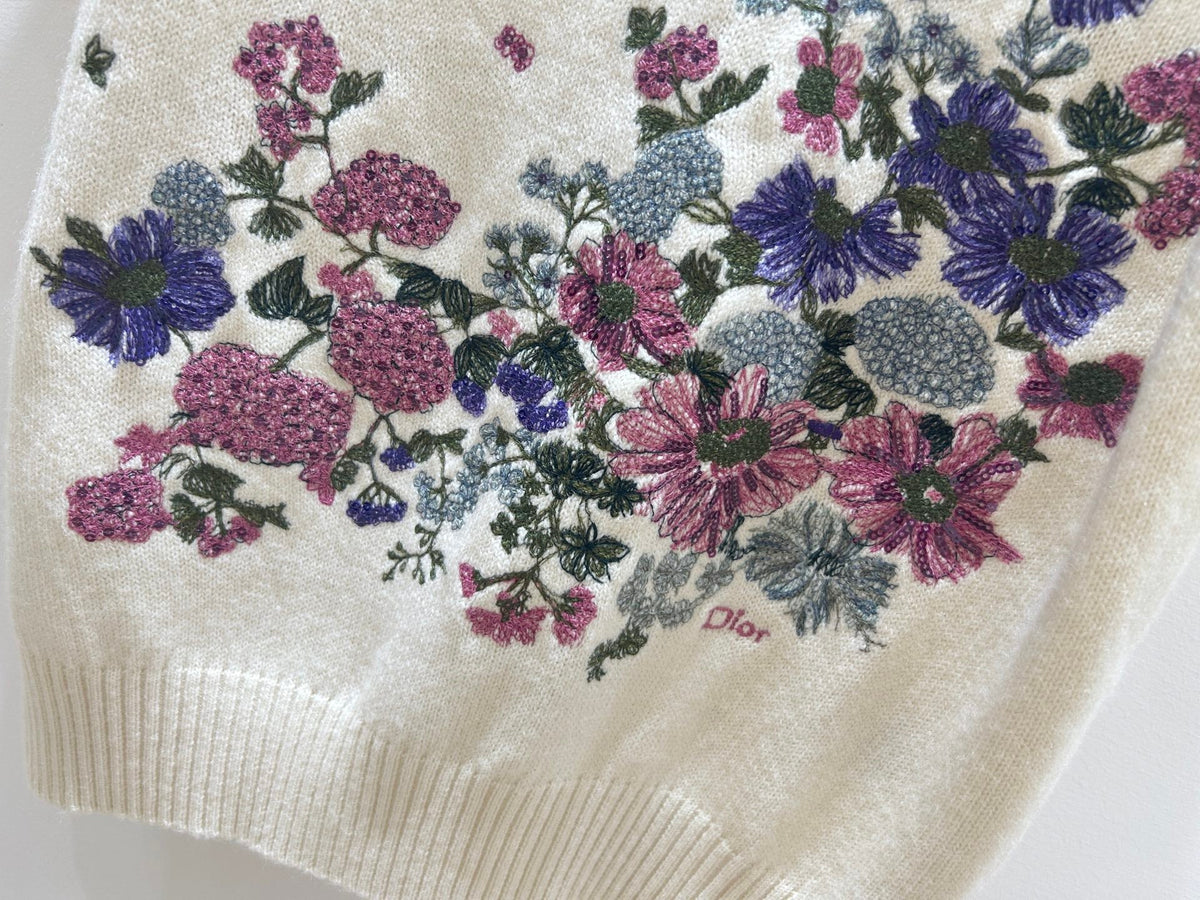Dior 2026 Flower T-shirt Cream Wool 535388