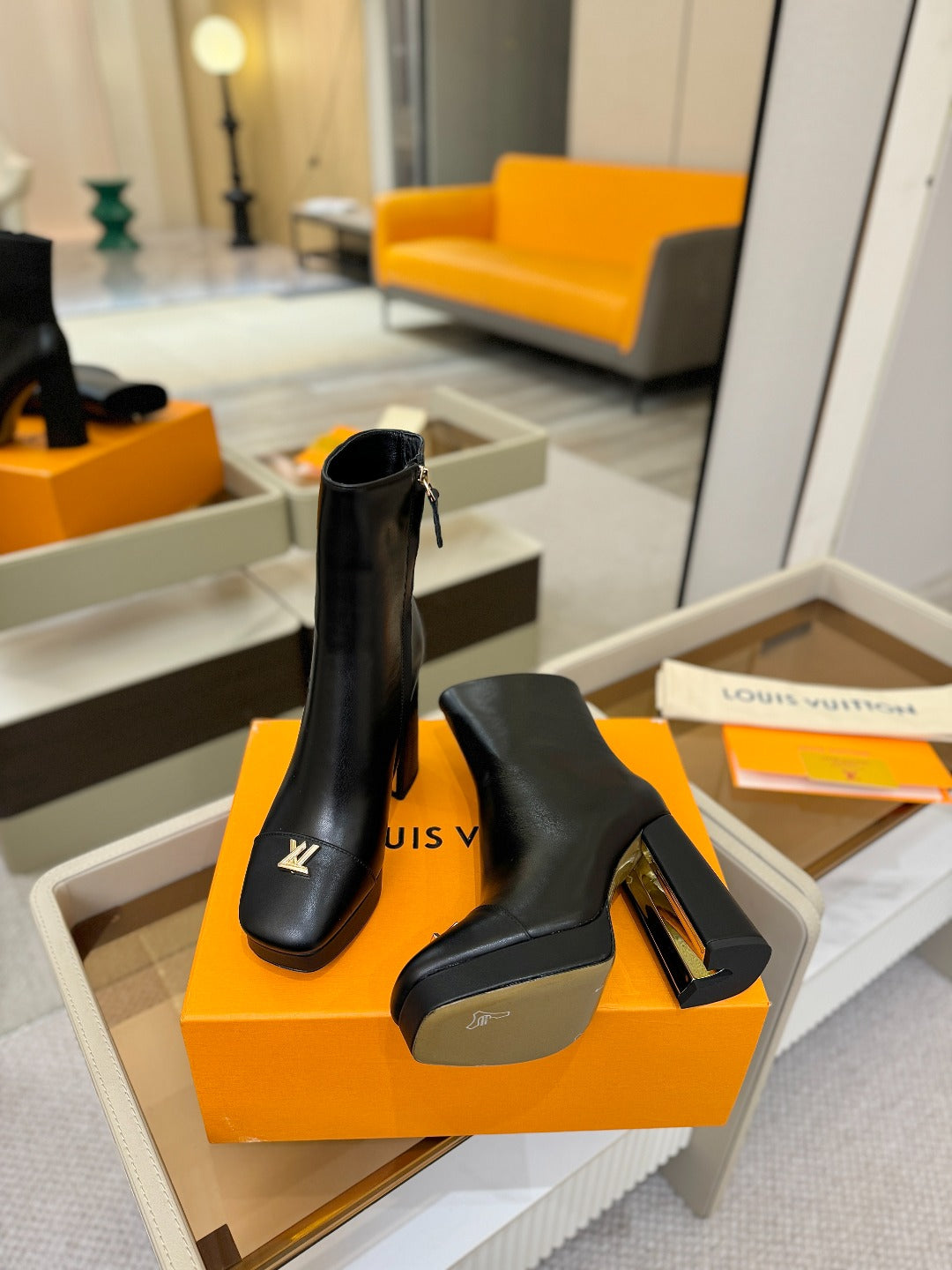 LV Ankle Boots 110 Black Sheepskin 573725