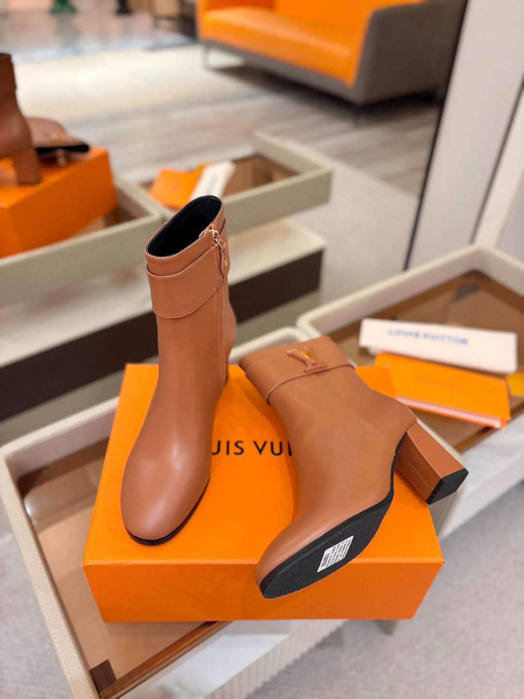 LV Ankle Boots 75 Camel Sheepskin 573726