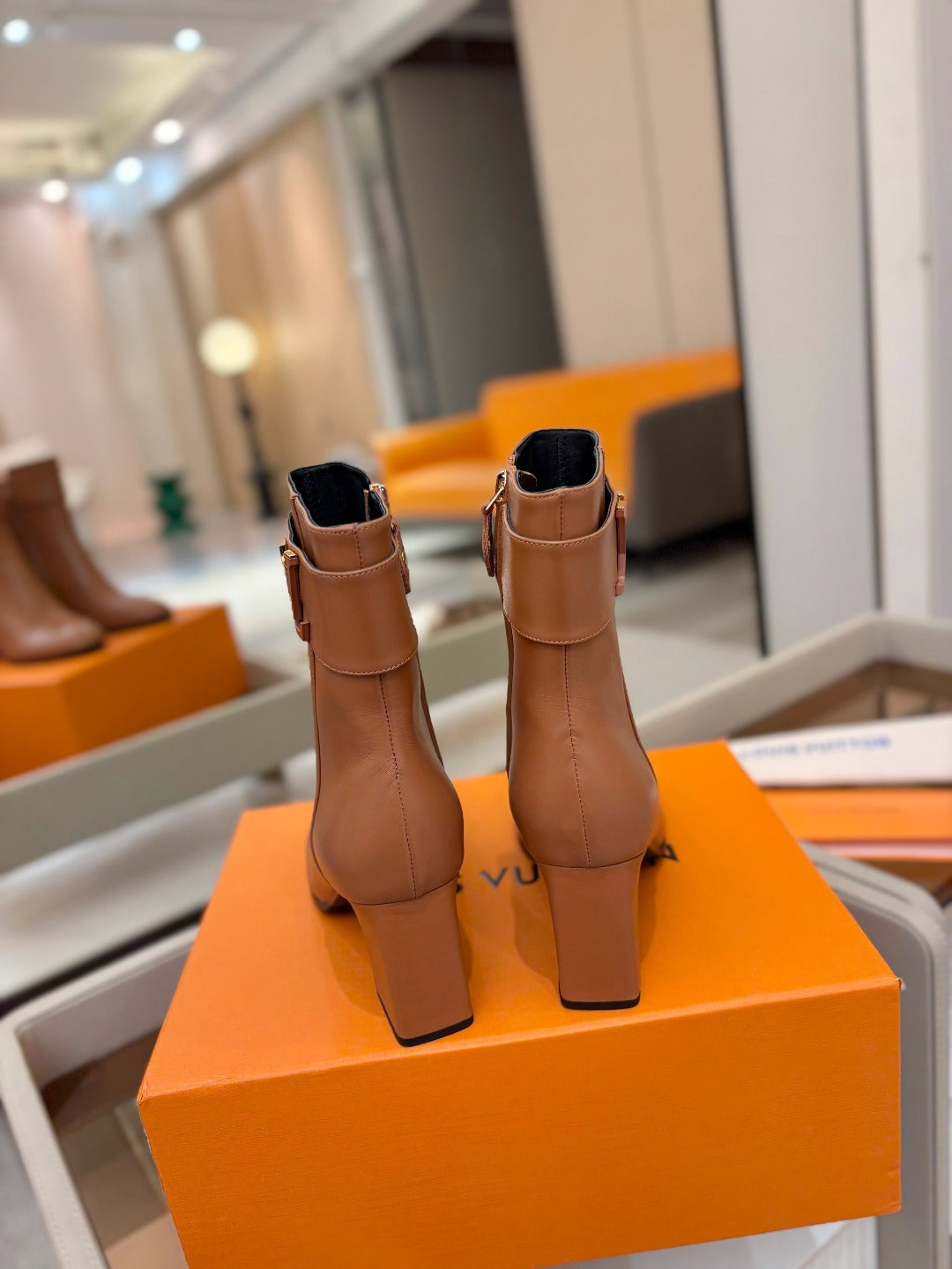 LV Ankle Boots 75 Camel Sheepskin 573726