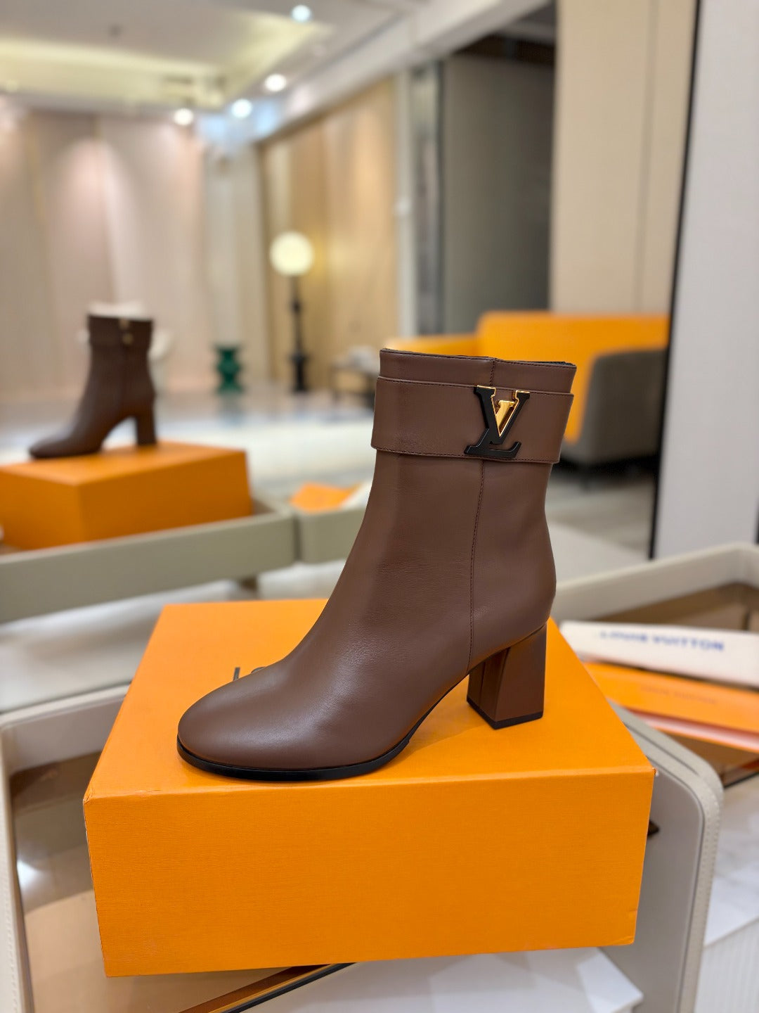 LV Ankle Boots 75 Dark Brown Sheepskin 573728