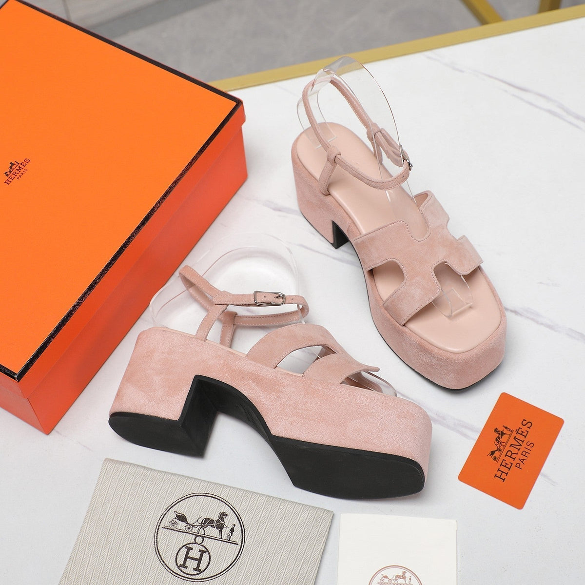 HM Jam 70 sandal In Light Pink Calfskin 120307