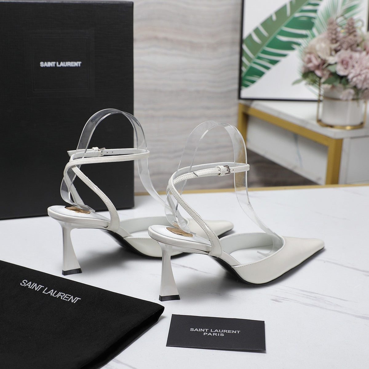 AIMÃ‰E SLINGBACK PUMPS IN WHITE GLOSSY LAMBSKIN