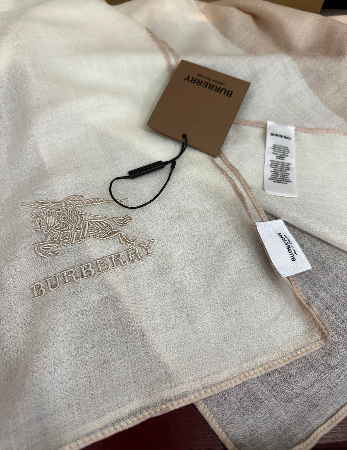 BBR Double-Sided Scarf 200CM Light Beige White Cashmere 292976