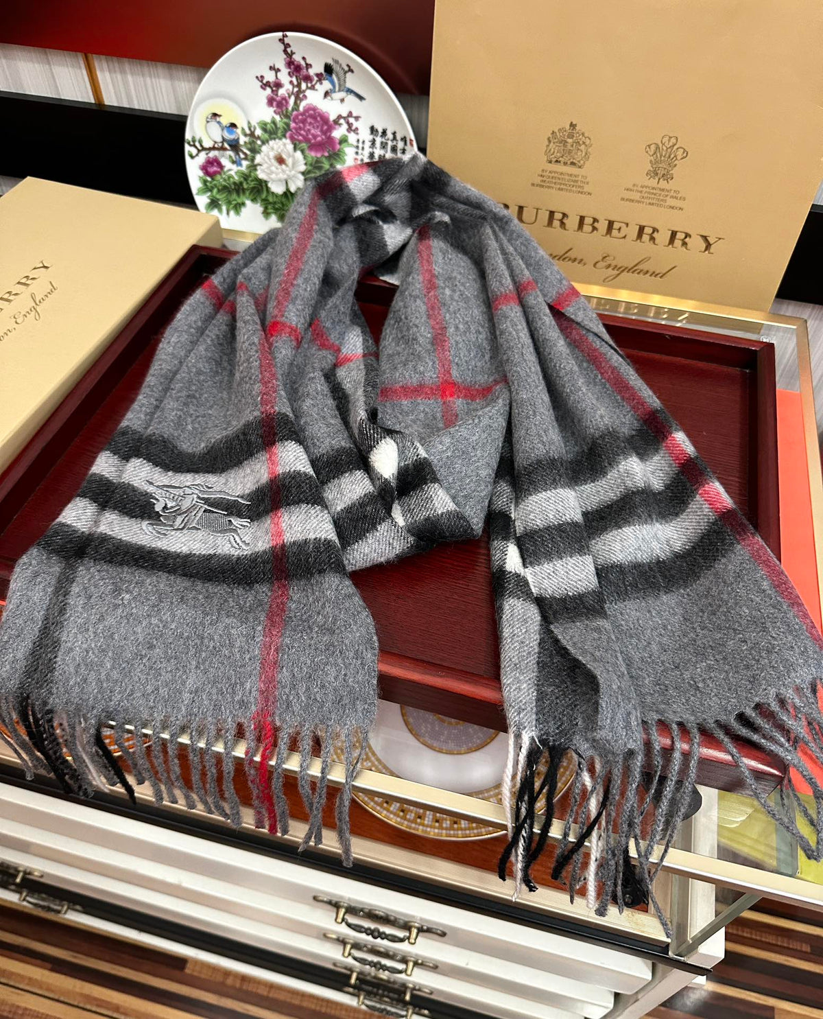 BBR Double-Sided Scarf 200CM Dark Gray Cashmere 293004