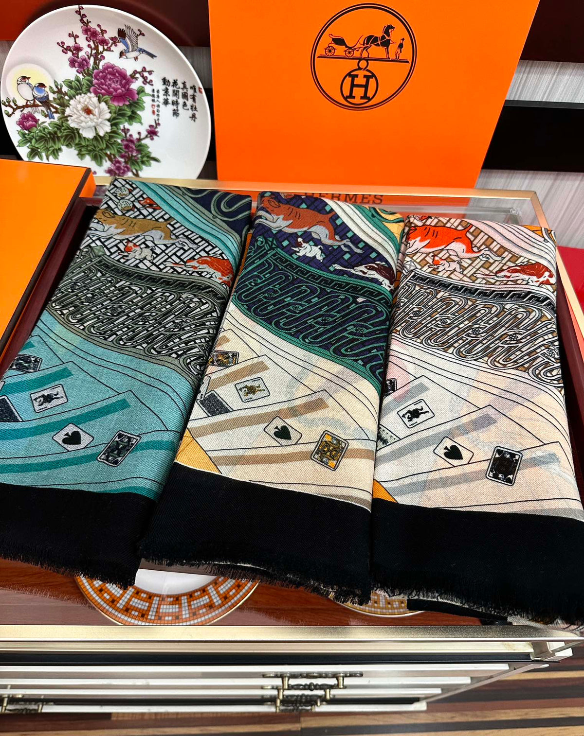 HM Newest Design Scarf 200CM Orange Beige Black Cashmere 976449