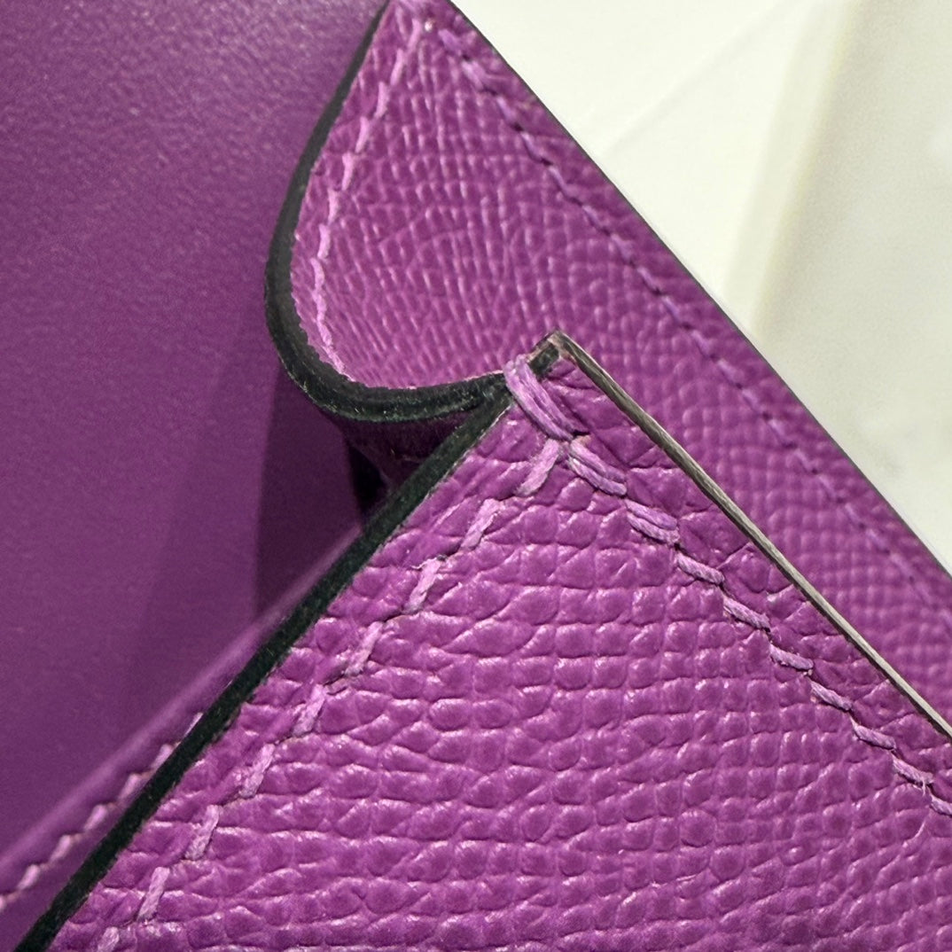 HM Constance Elan 24cm Bag Purple Epsom Leather Gold Hardware