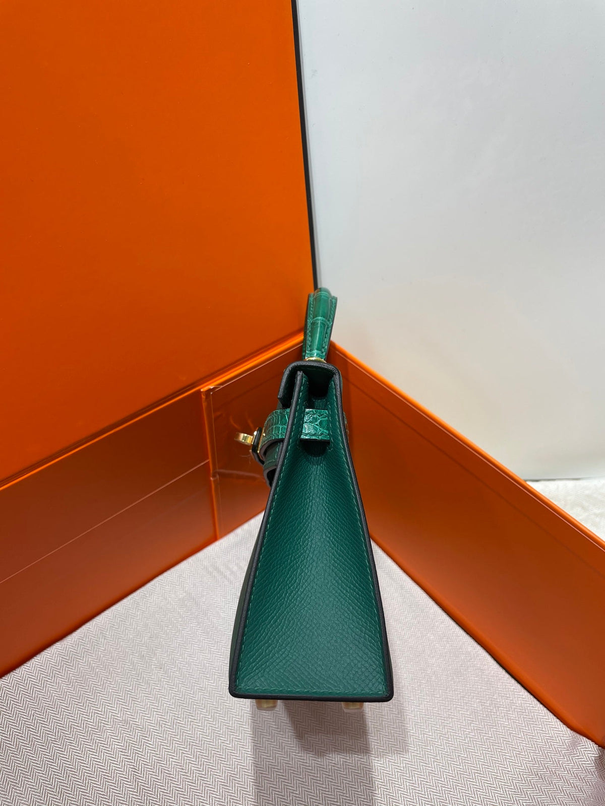 High-end Hermes 2026 Mini Kelly Bag 19cm Crocodile/Epsom Leather