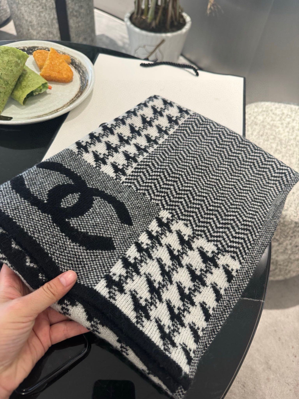 CC Scarf 190CM In Grey White Cashmere 424835