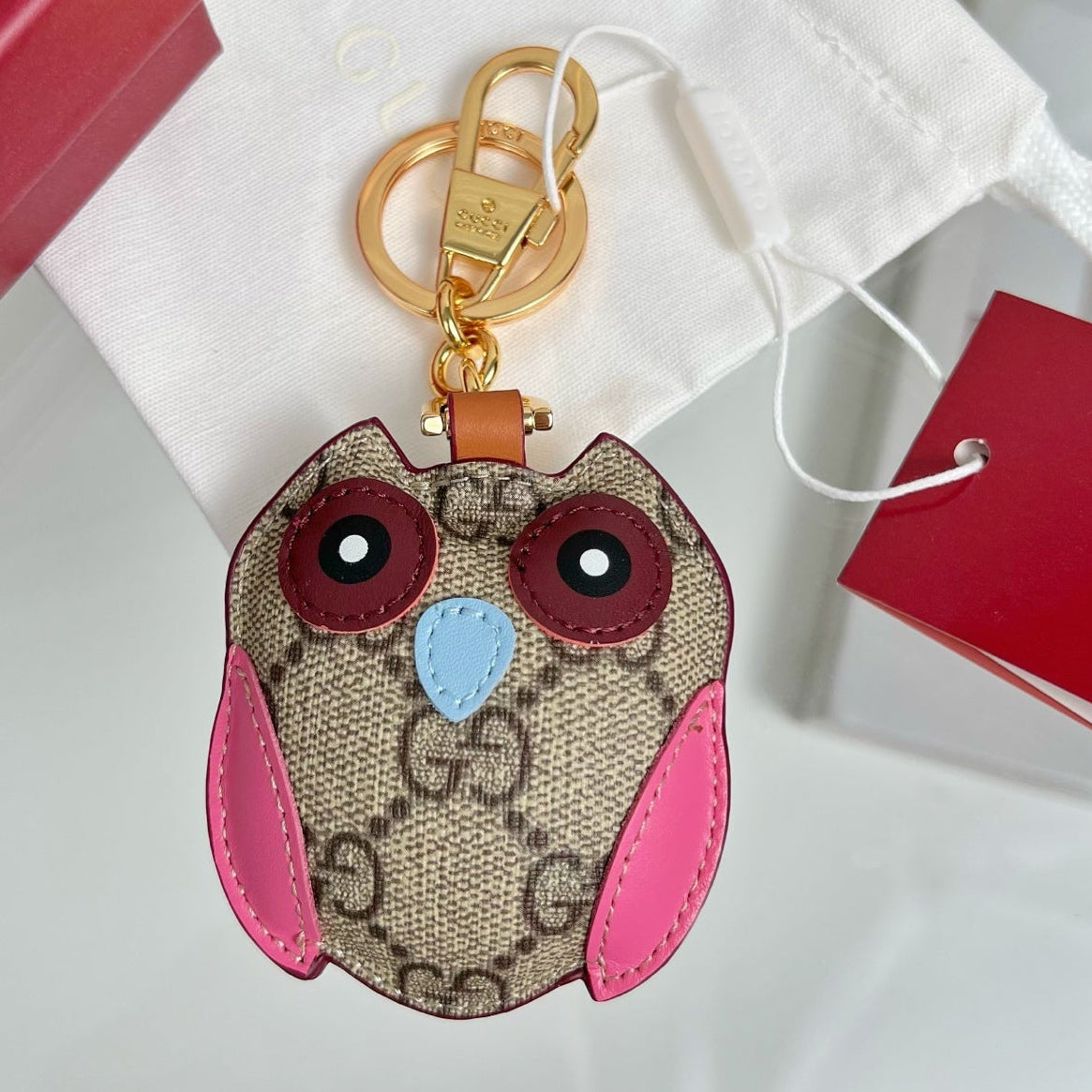 Gucci  Etoupe Red Blue Owl Bag Charm