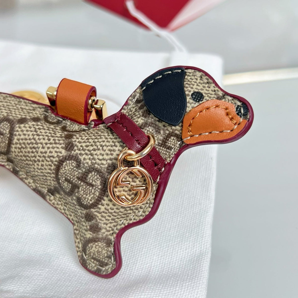 Gucci Dog-shaped Etoupe Gold Bag Charm