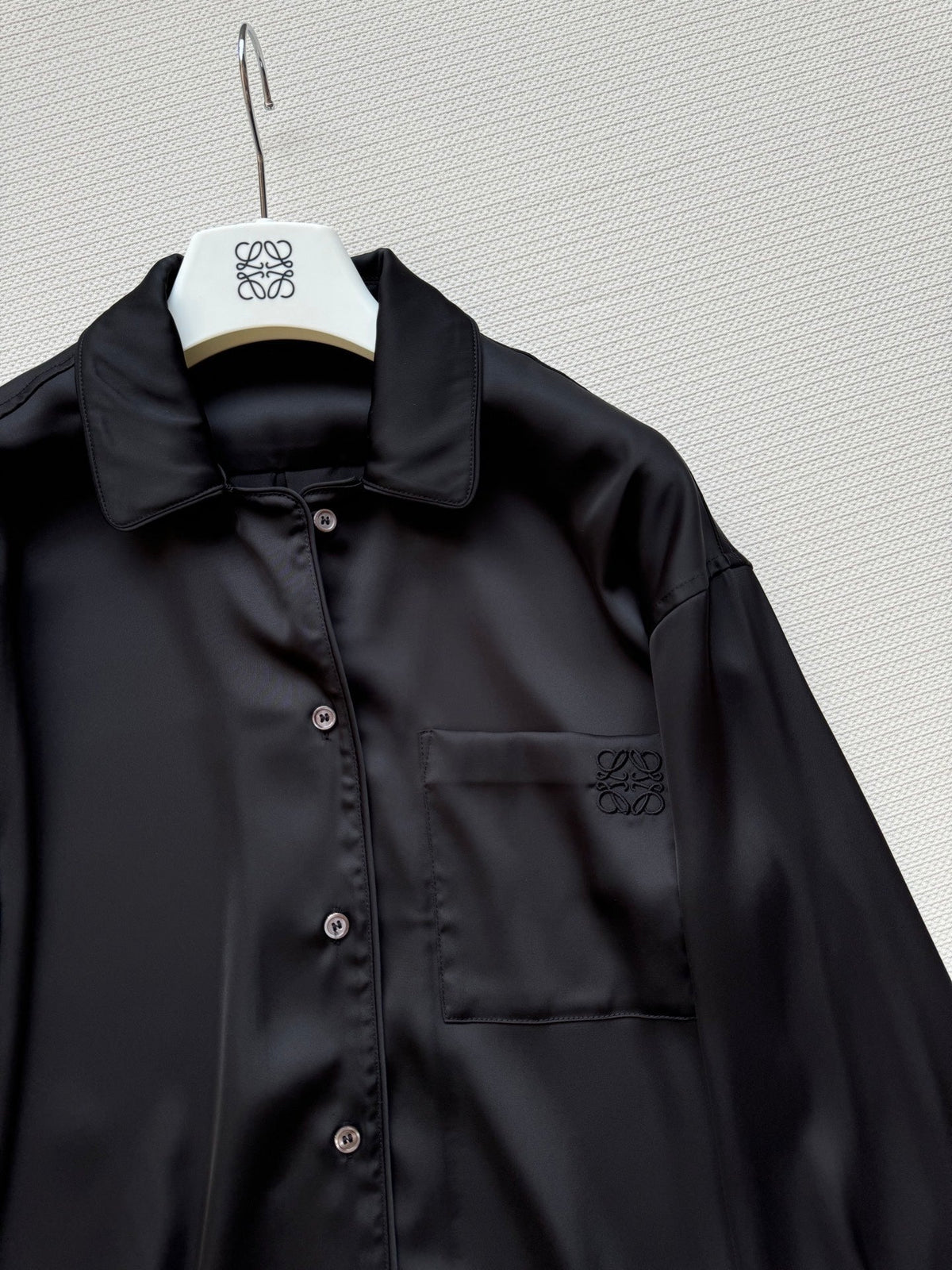 Loewe Shirt Black Satin Fabric