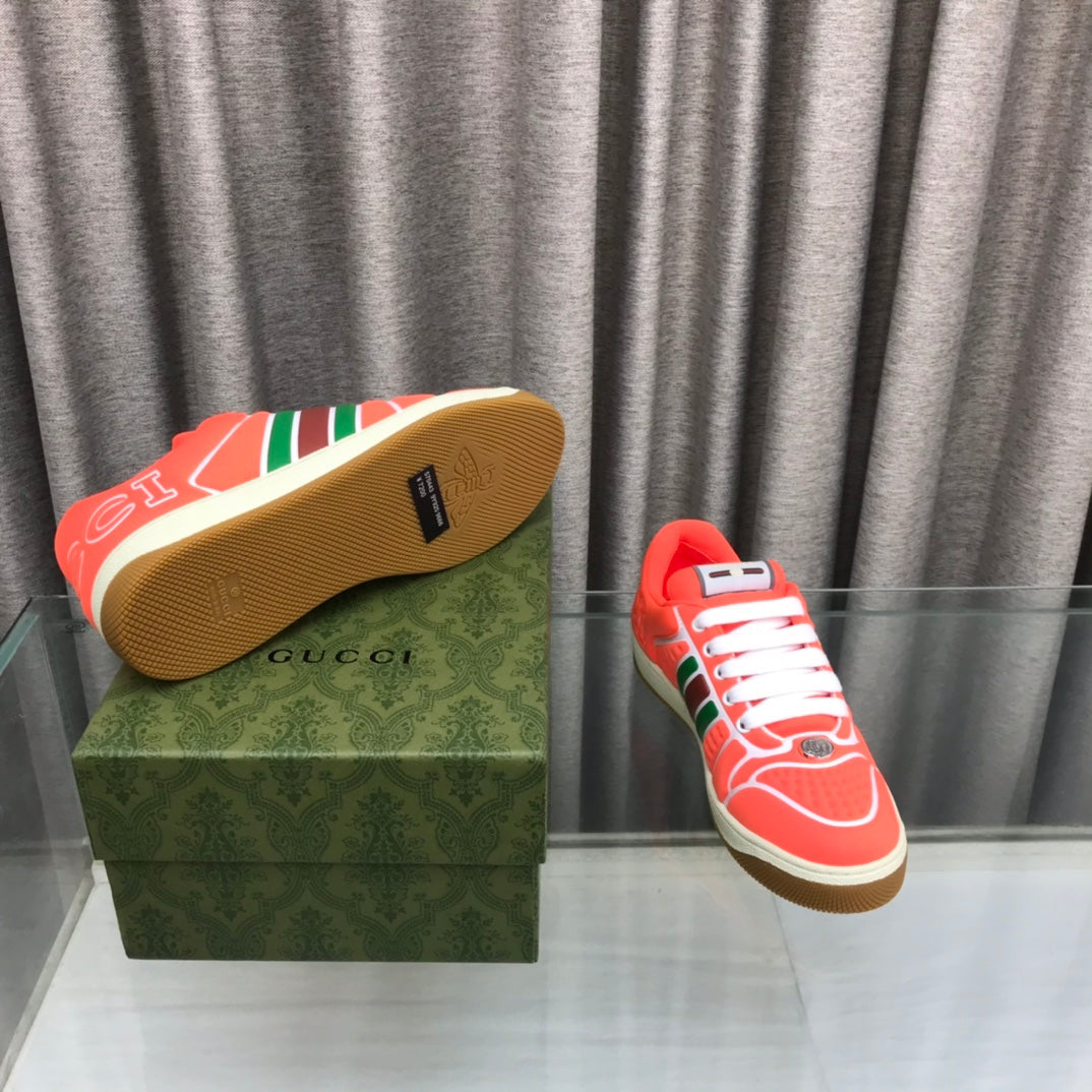 GG SCREENER SNEAKER WITH WEB ORANGE RED CALFSKIN