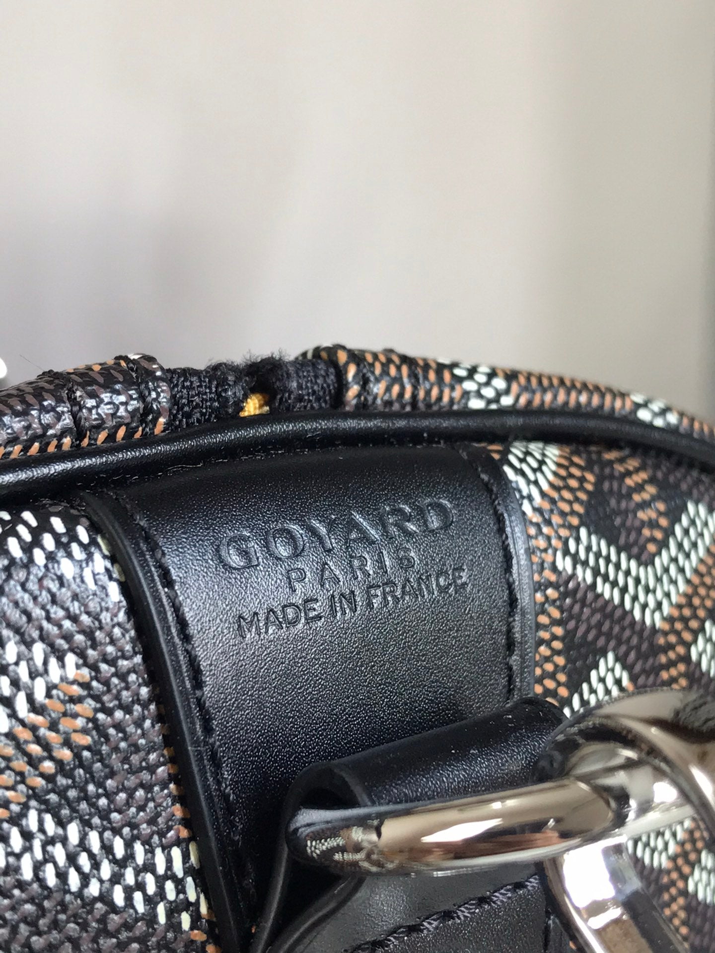 BOSTON 50 BAG IN BLACK GOYARDINE CANVAS AND CALFSKIN TRIM