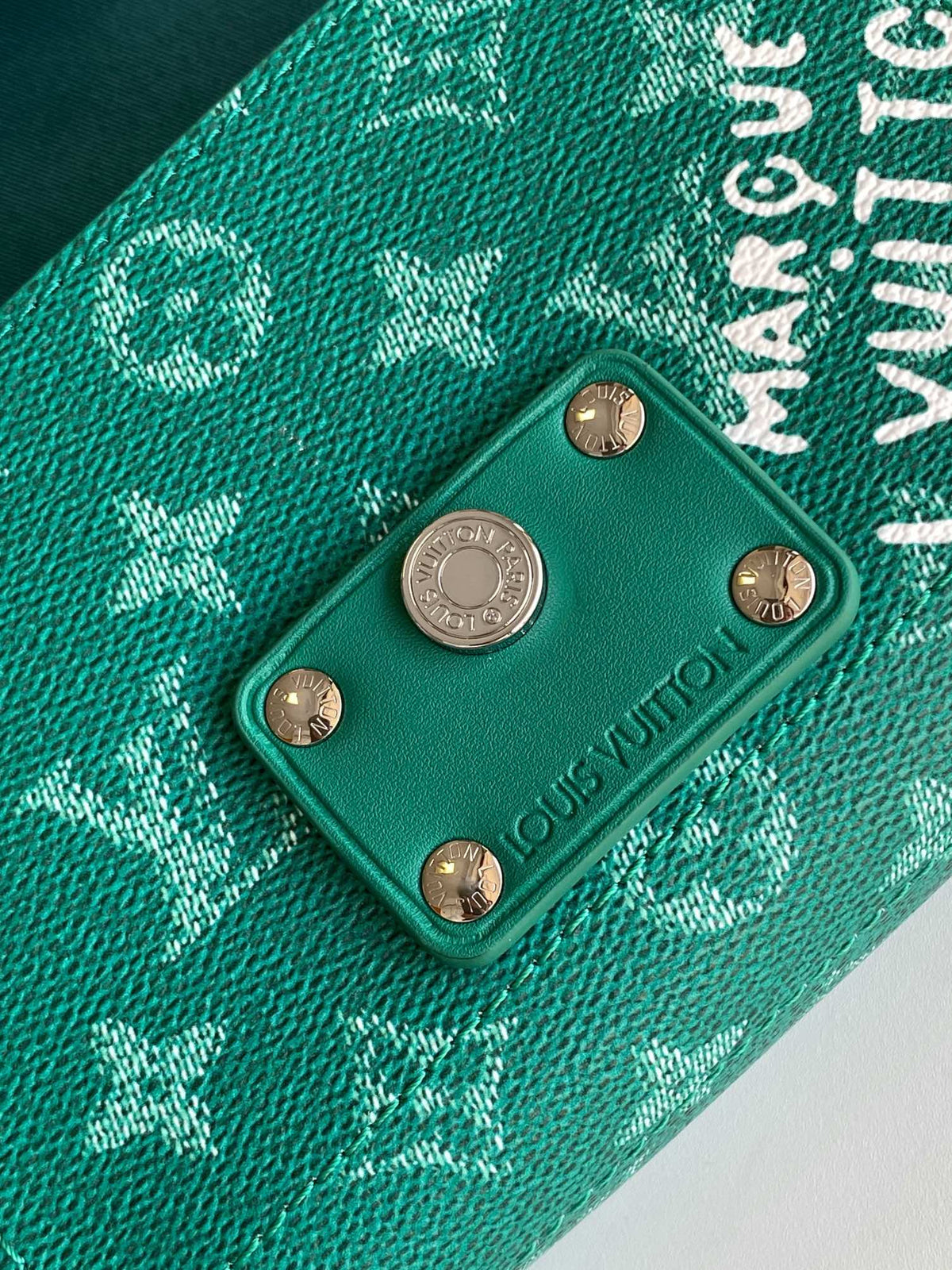 LV Soul Trunk handbag 19cm Green mix White Canvas Leather 252098