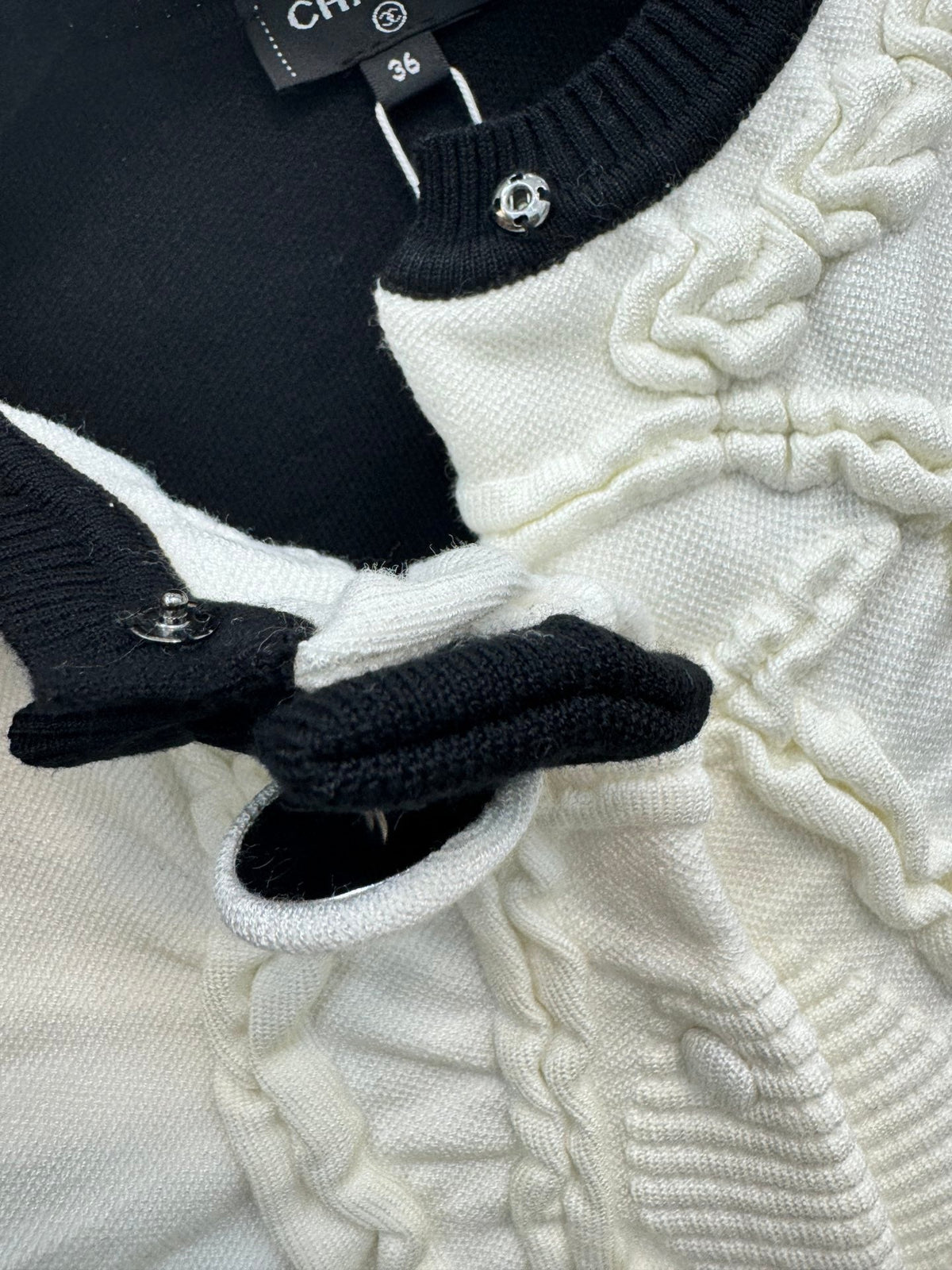 Chanel 2026 Button-down Cardigan Black Mix White Wool 424703