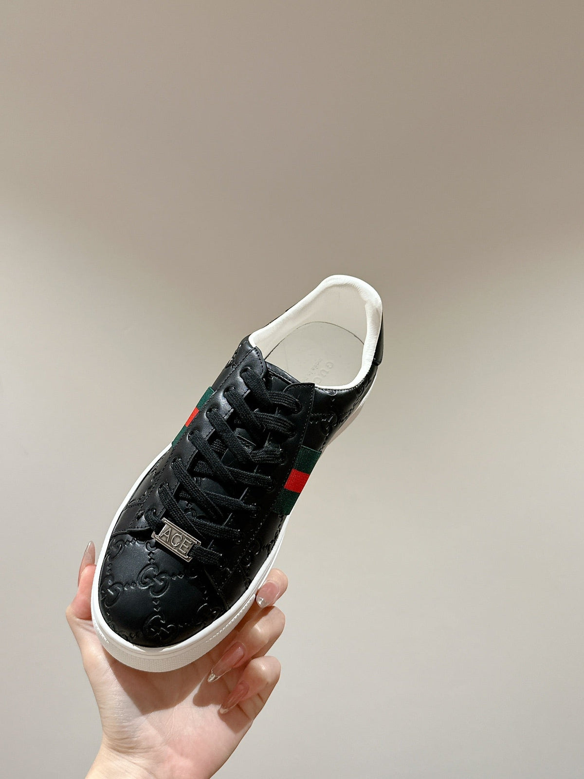 GG Ace Sneaker Black Monogram Empreinte Calfskin
