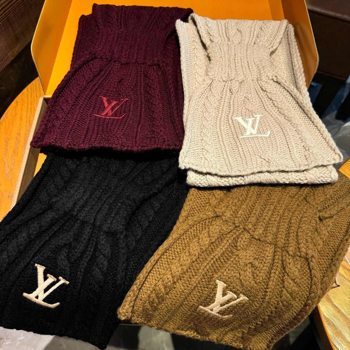 LV Freeze  Scarf 135cm Brown Wool 969354