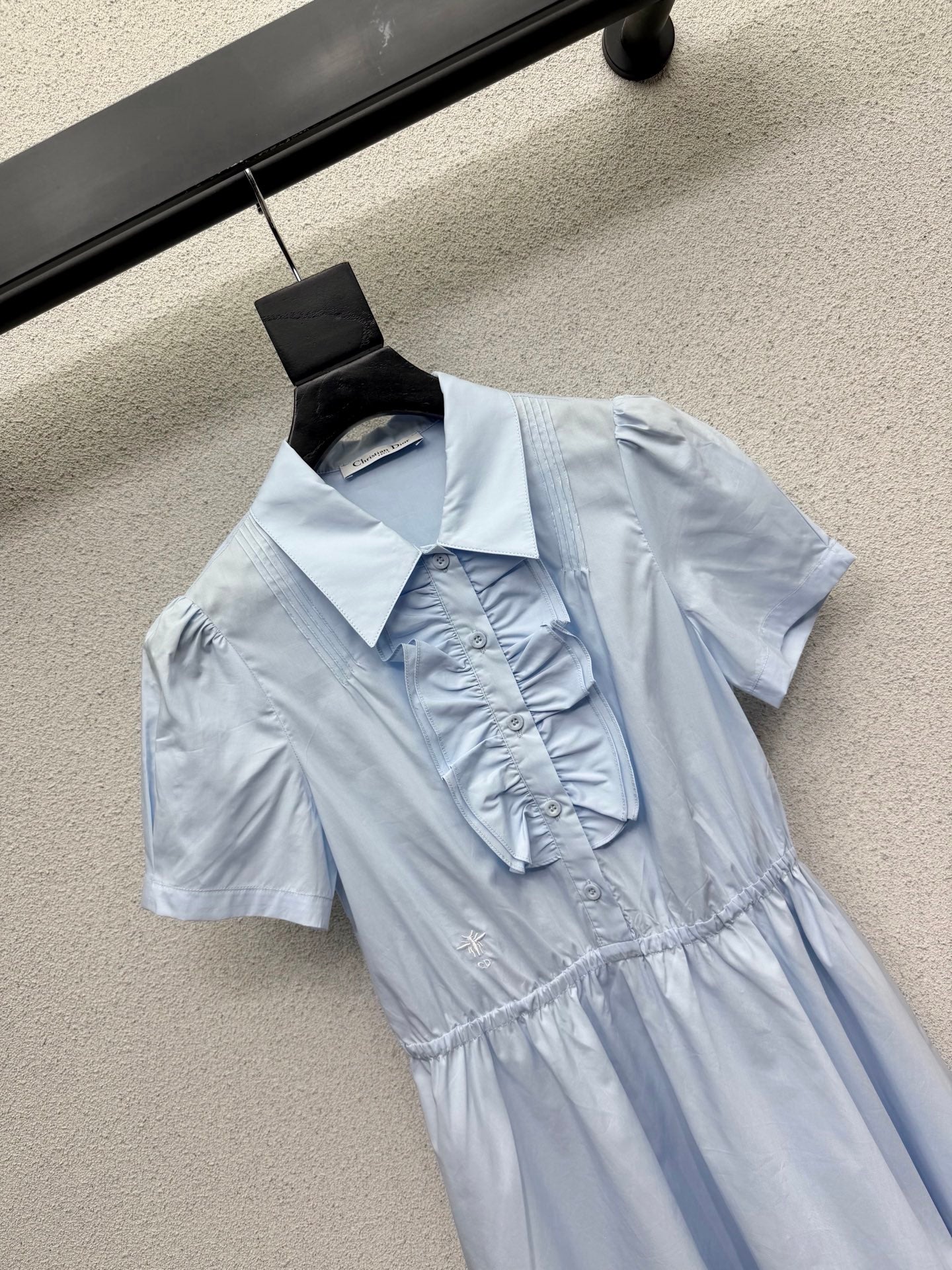 Dior 2026 Short-Sleeve Dress with Bee Blue Cotton 366718