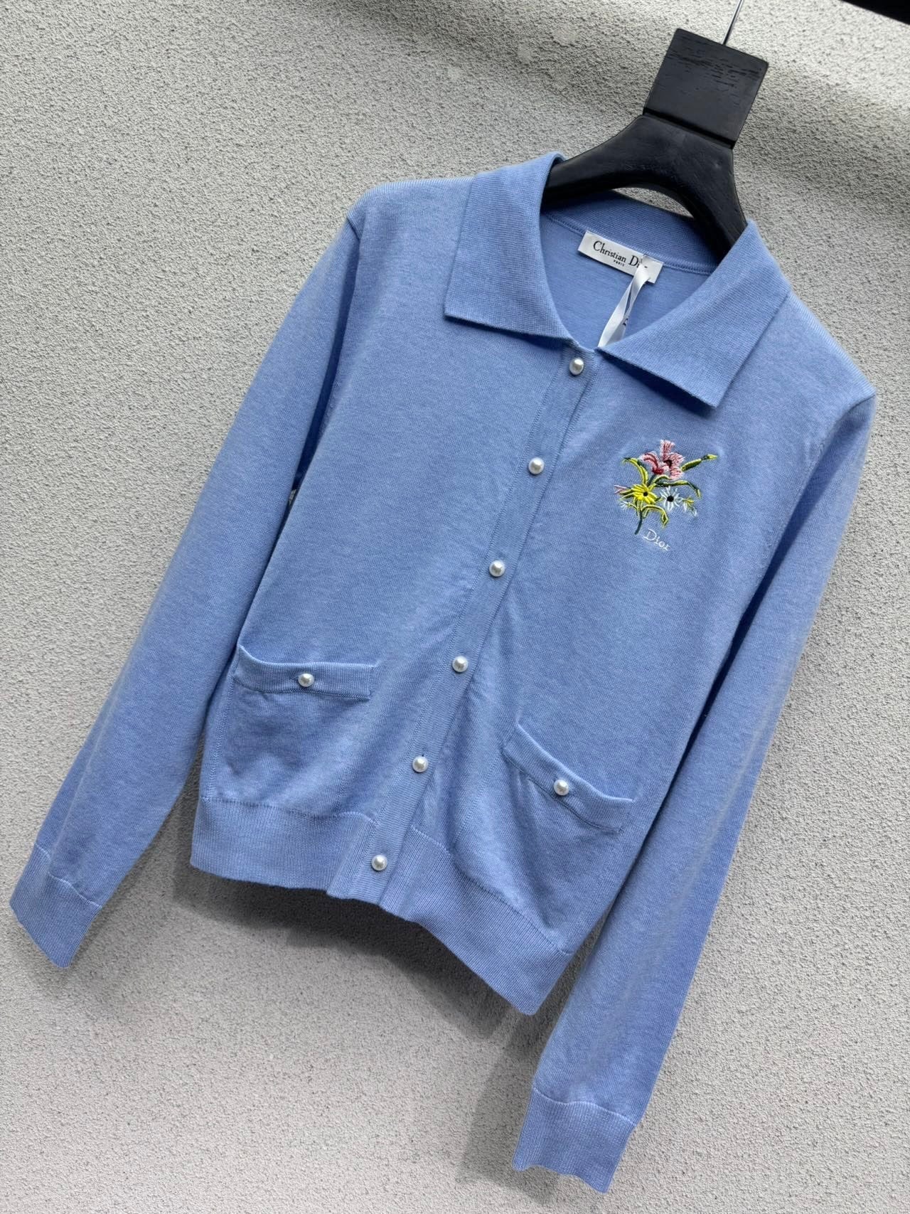 Dior 2026 Knitted Wool Cardigan With Flower 913239