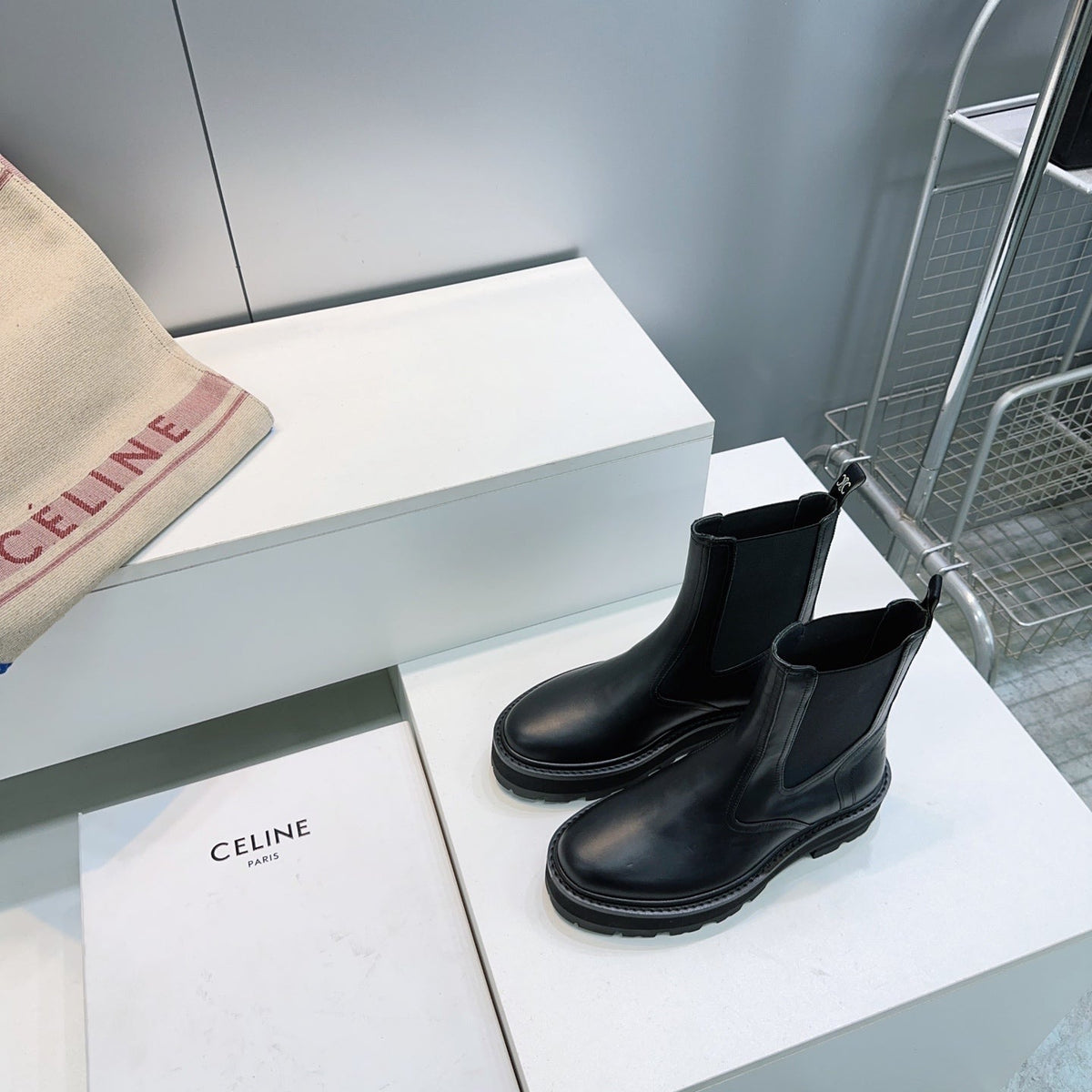 Celine 2026 Chunky Chelsea Boots Black Calfskin 107301