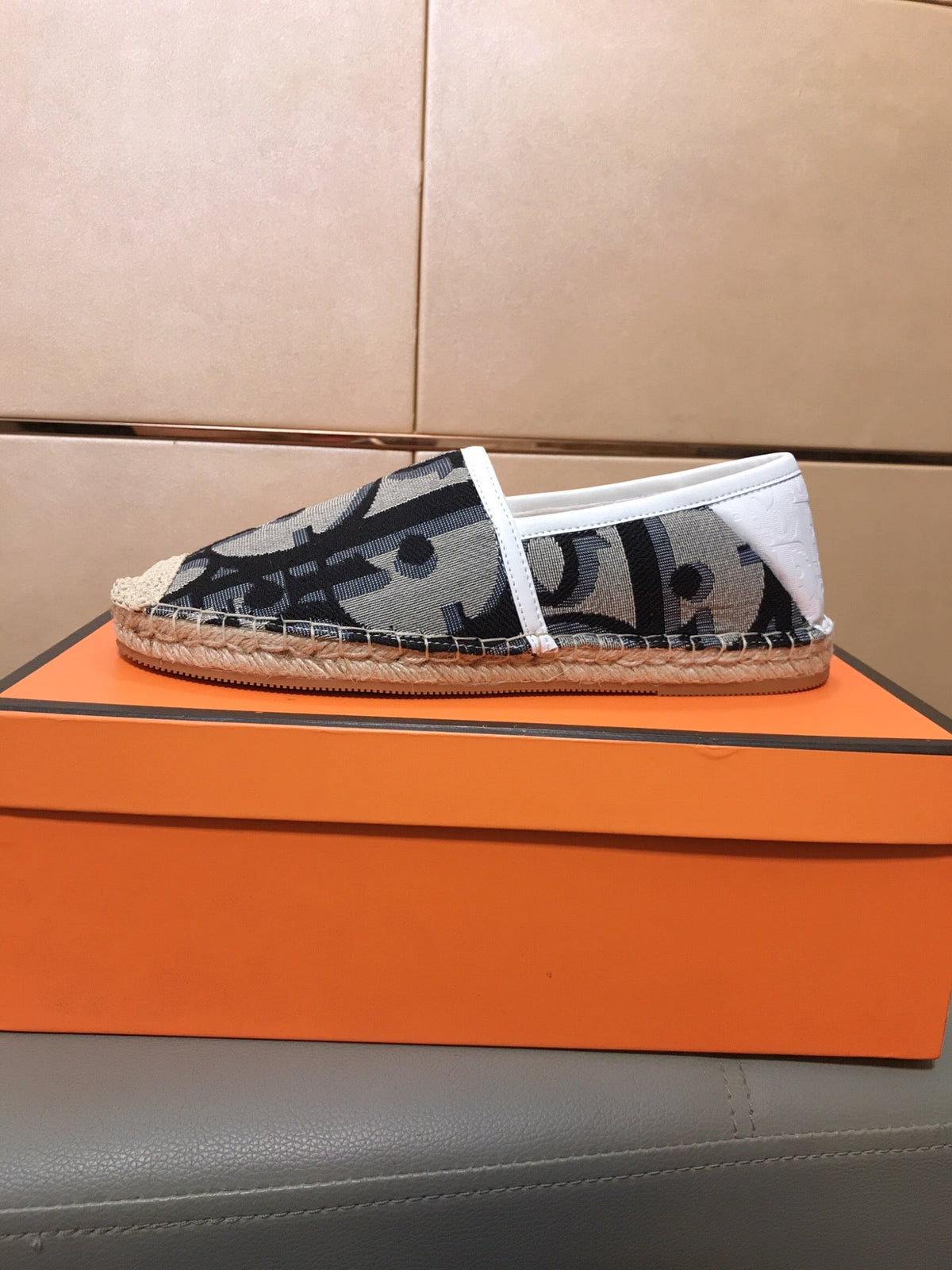 CD PARADISE ESPADRILLE LOAFER BLACK-GRAY MONOGRAM JACQUARD