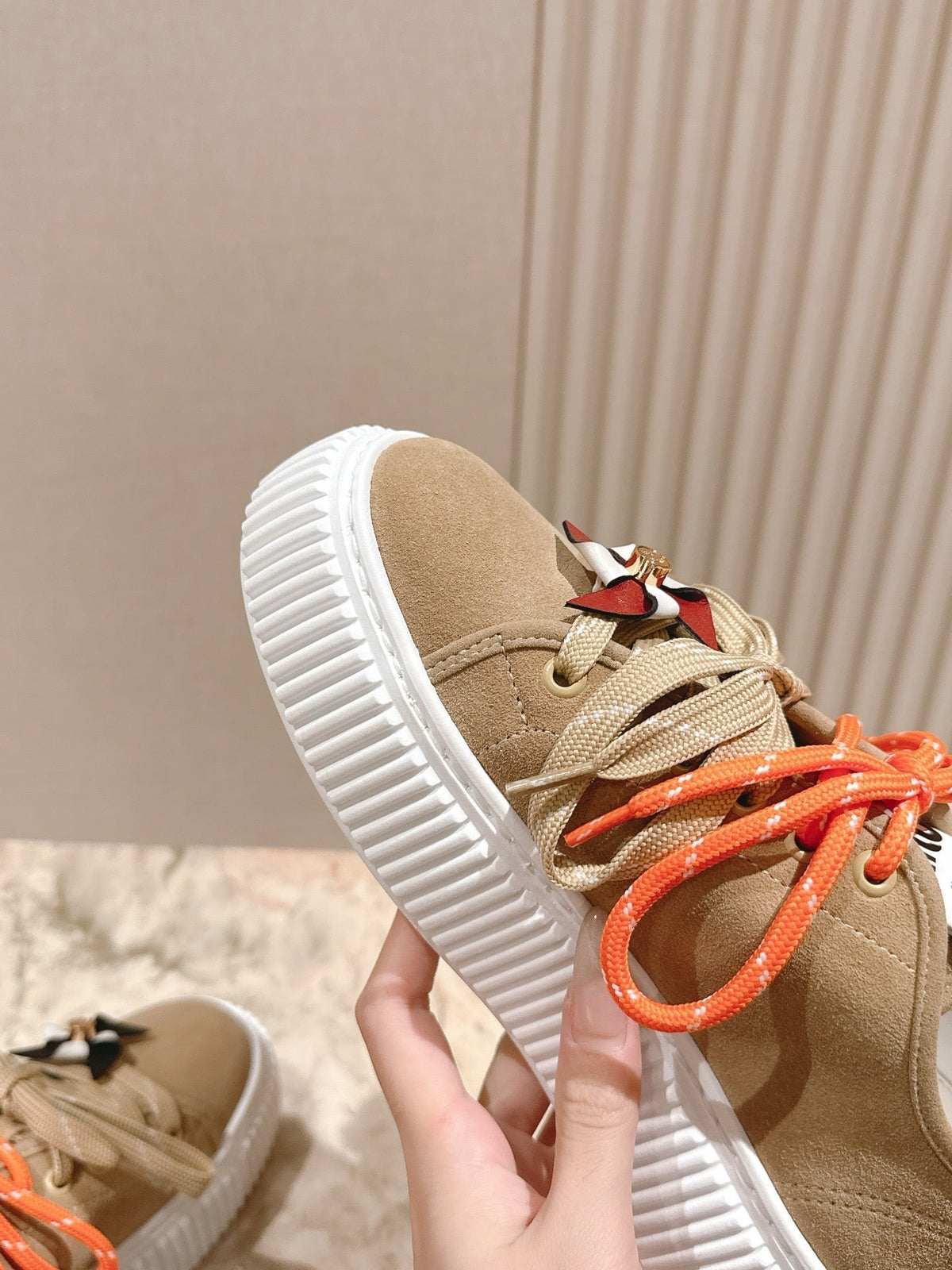 MIU MIU platform sneakers beige suede 461868