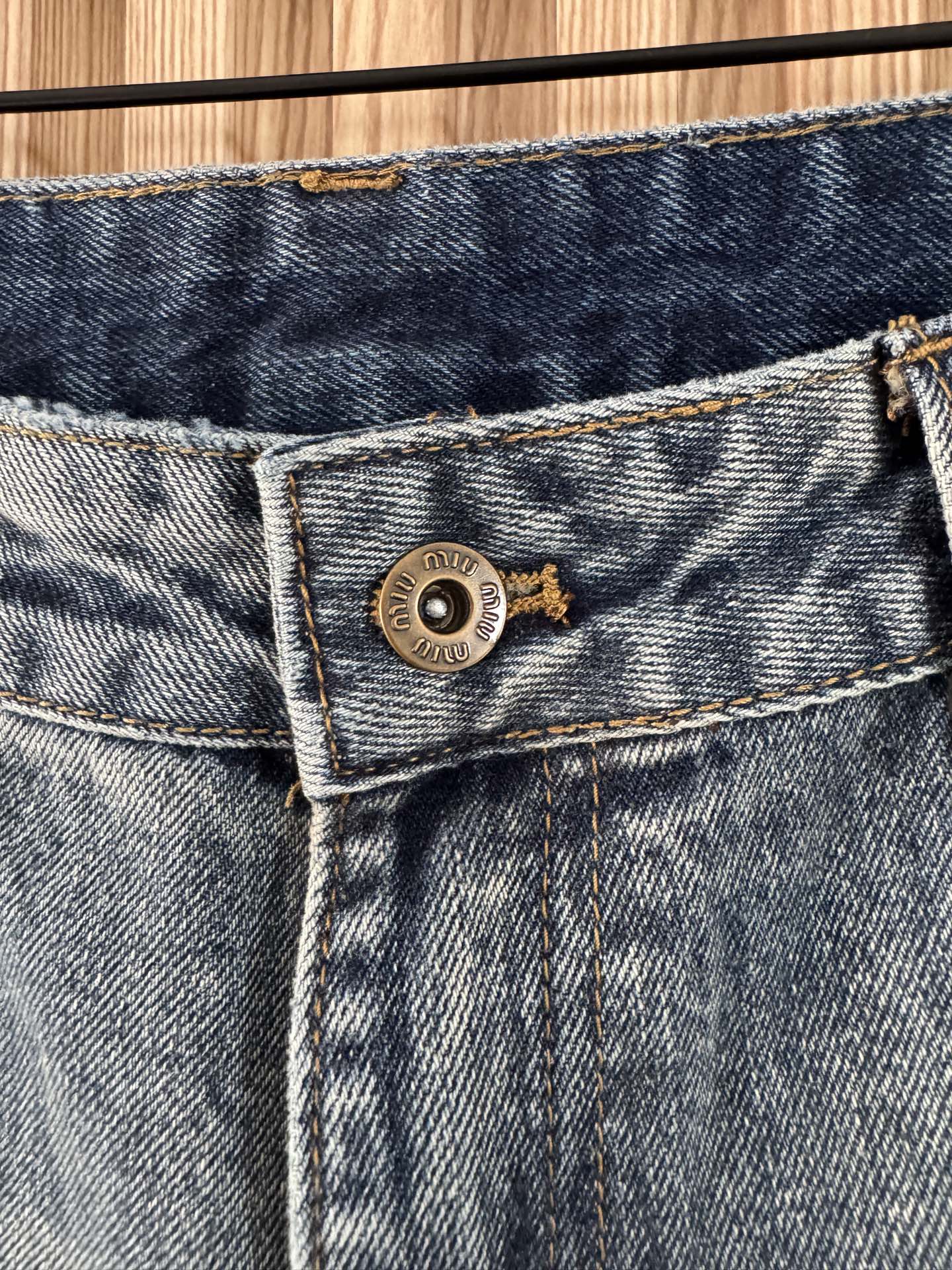 Miumiu 2026 Retro Cargo Denim Shorts Blue Cotton 443831