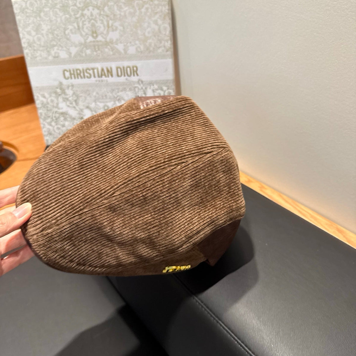 Balenciaga 2026 Beret Hat Brown Fabric Leather 550329