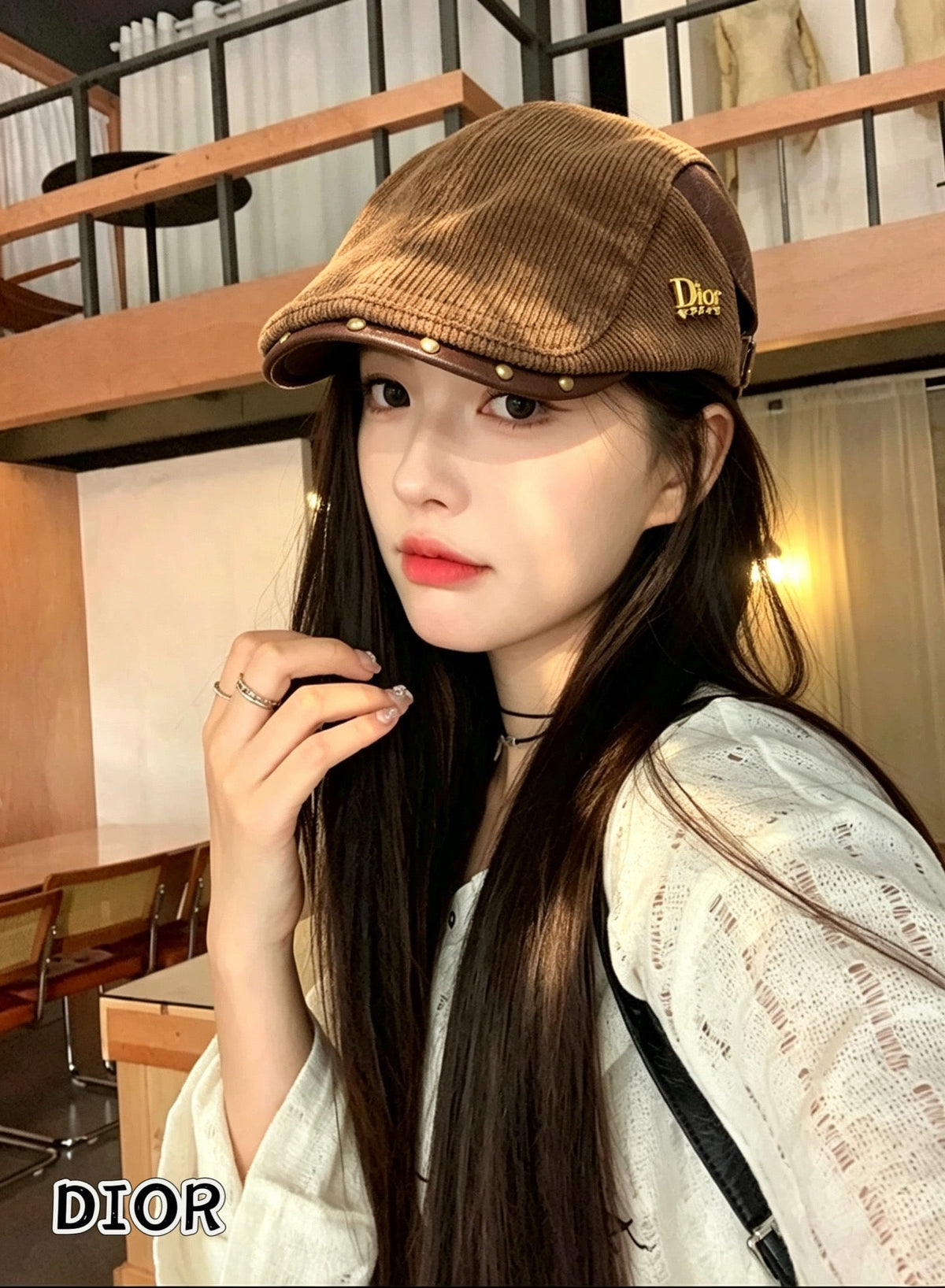 Balenciaga 2026 Beret Hat Brown Fabric Leather 550329