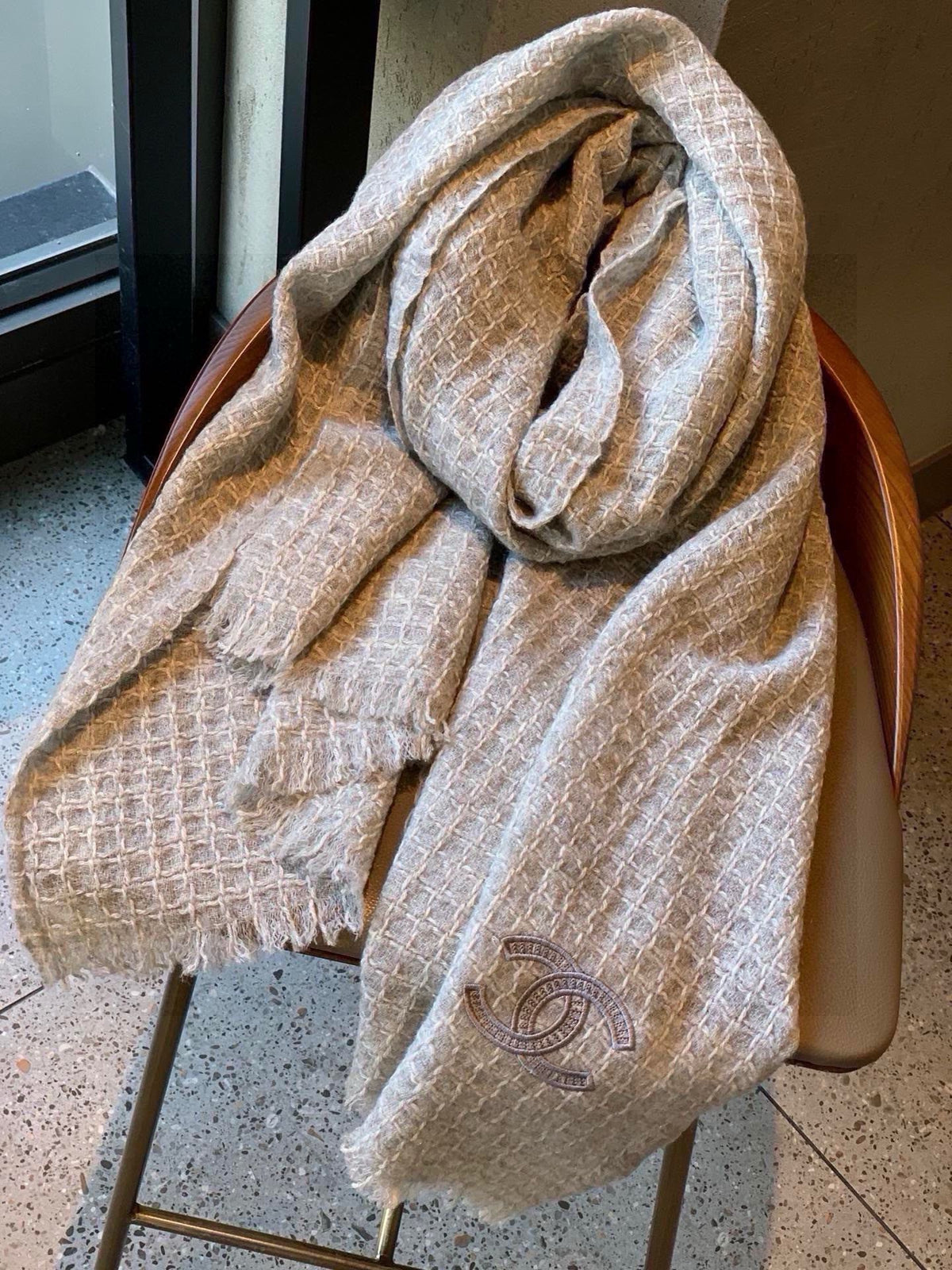CC Scarf 200 CM In Grey White Cashmere 341245