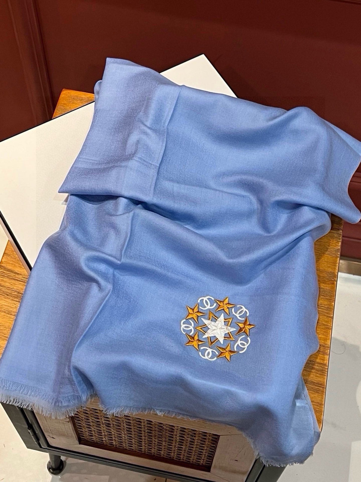 CC Scarf 200 CM In Blue Linen Fabric 407087