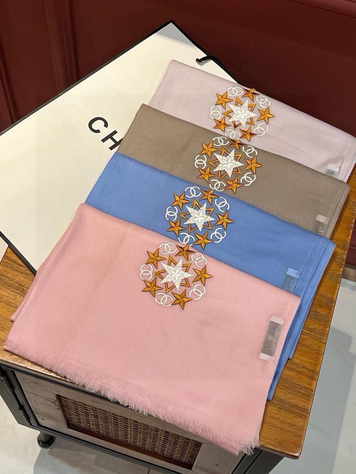CC Scarf 200 CM In Blue Linen Fabric 407087